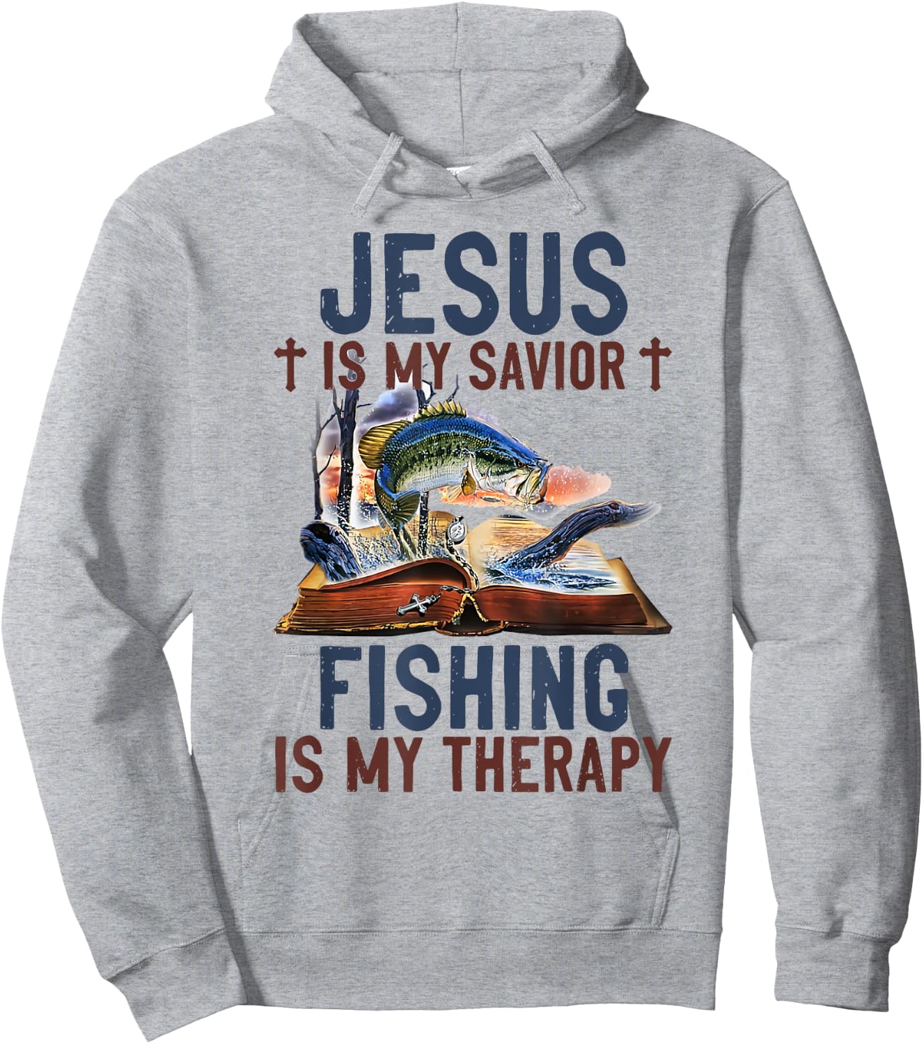 Jesus is my savior fishing is my therapy Hoodie - Hoodie | Ash
