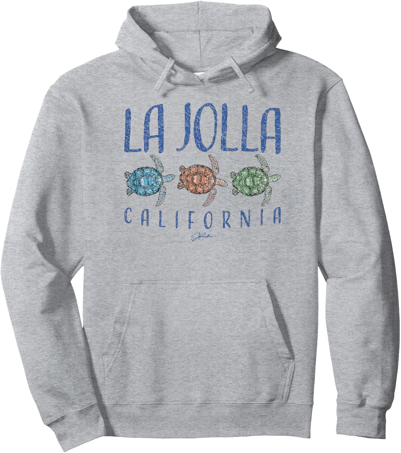 JCombs La Jolla CA Three Sea Turtles Hoodie - Hoodie | Ash