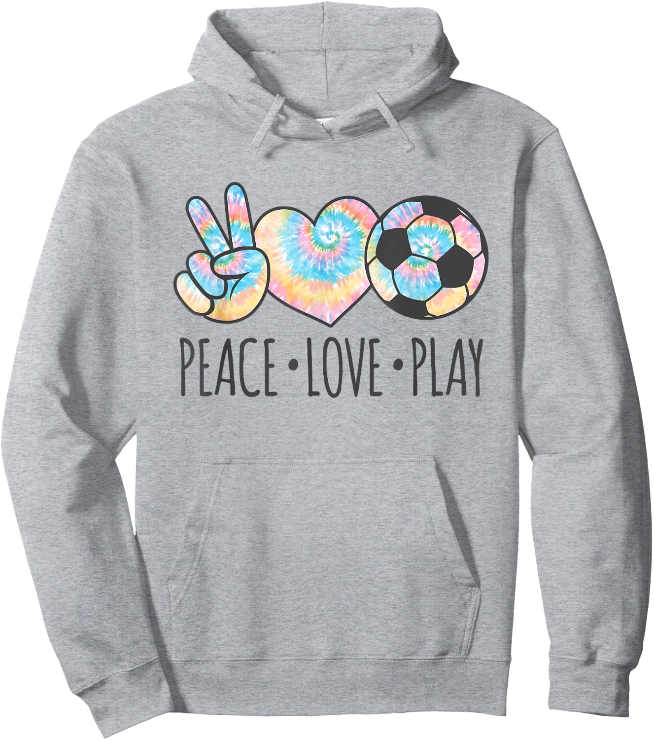 Tie Dye Soccer for Teen Girls | Peace Love Play Hoodie - Hoodie | Ash