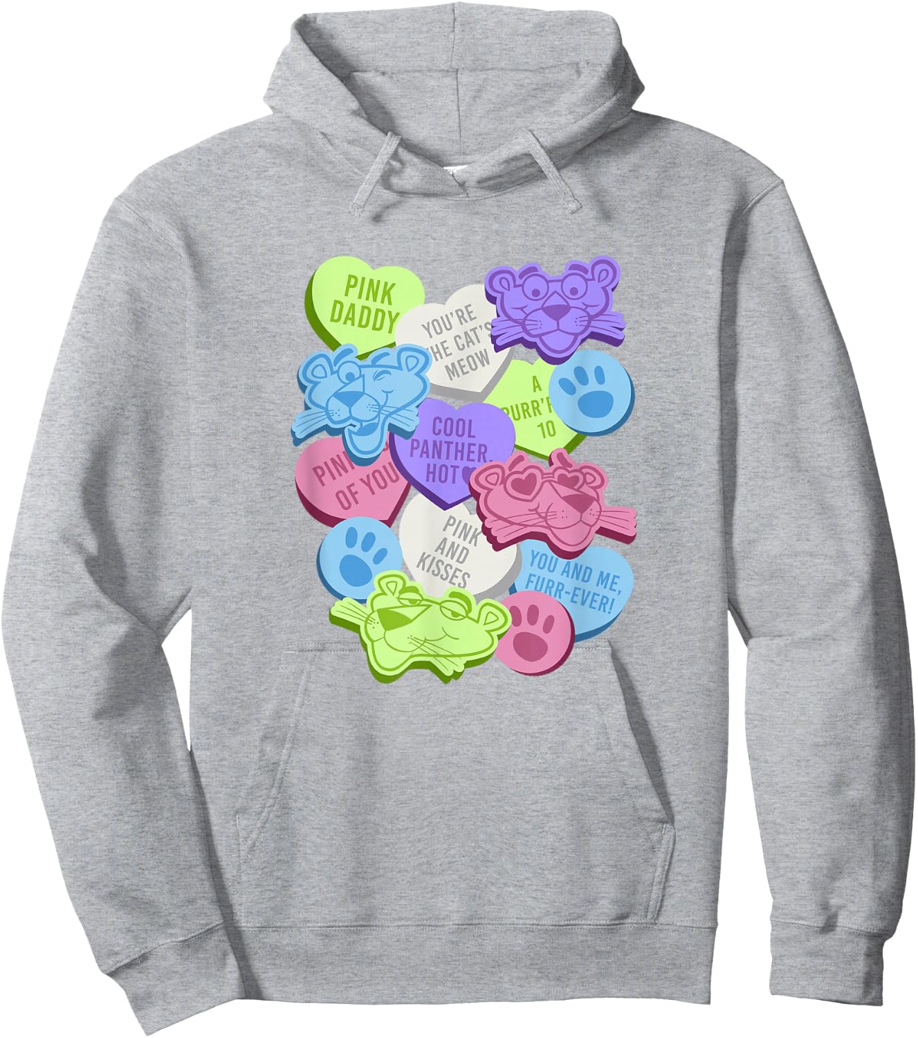 The Pink Panther Valentine's Day Candy Hearts Hoodie - Hoodie | Ash