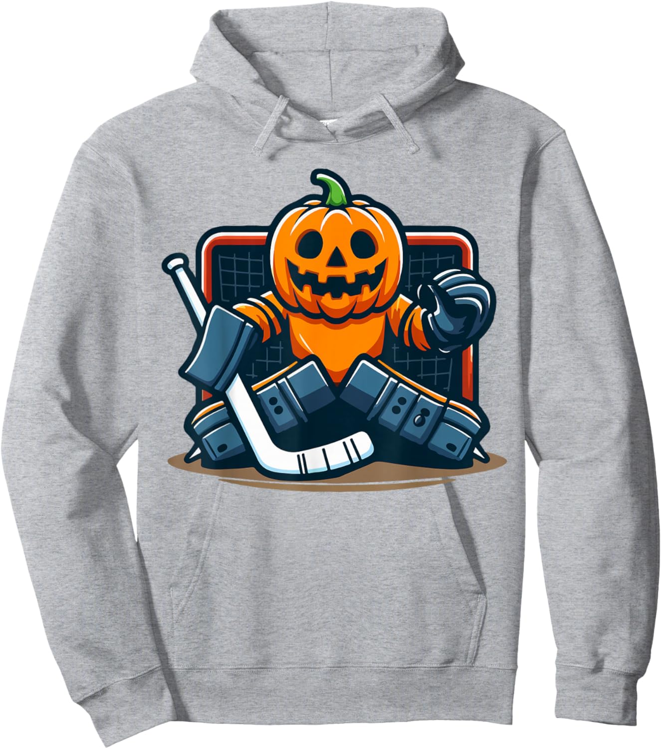 Halloween Pumpkin Ice Hockey Goalie Hoodie - Hoodie | Ash