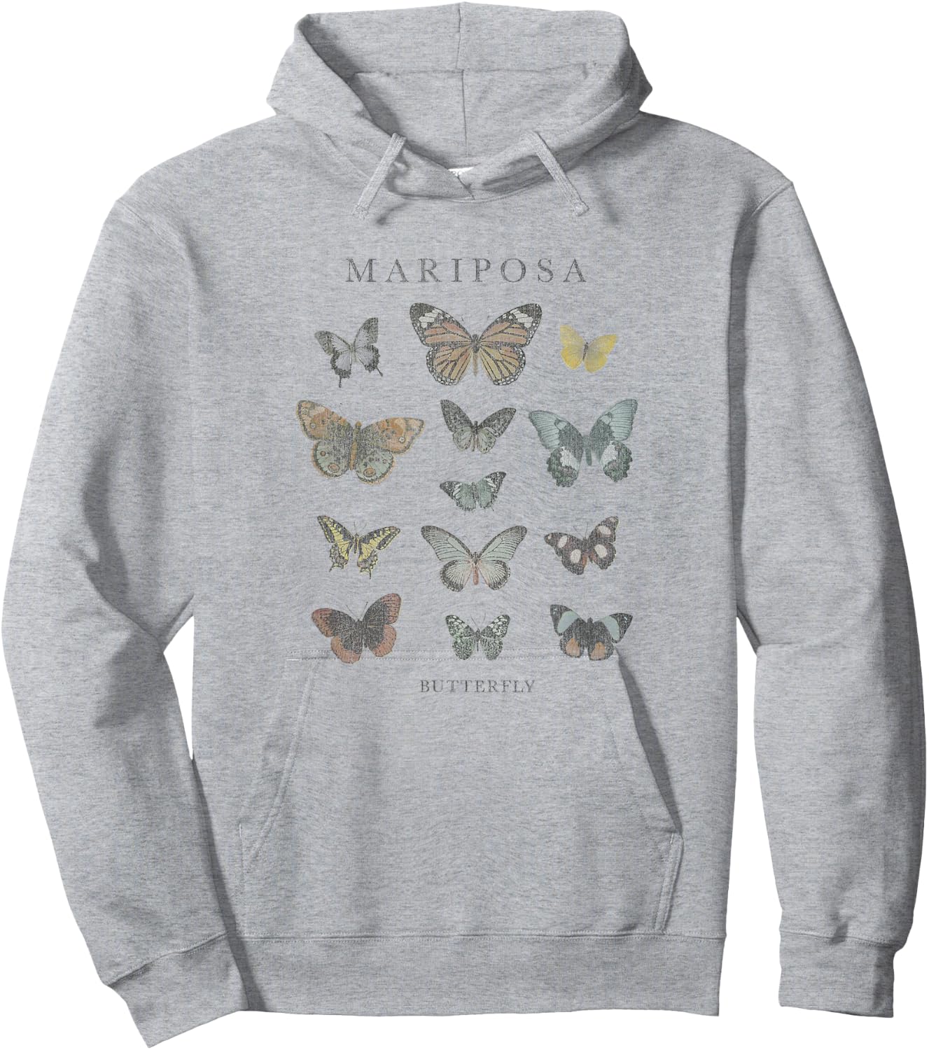 Fifth Sun Mariposa Butterfly Portrait Grid Hoodie - Hoodie | Ash