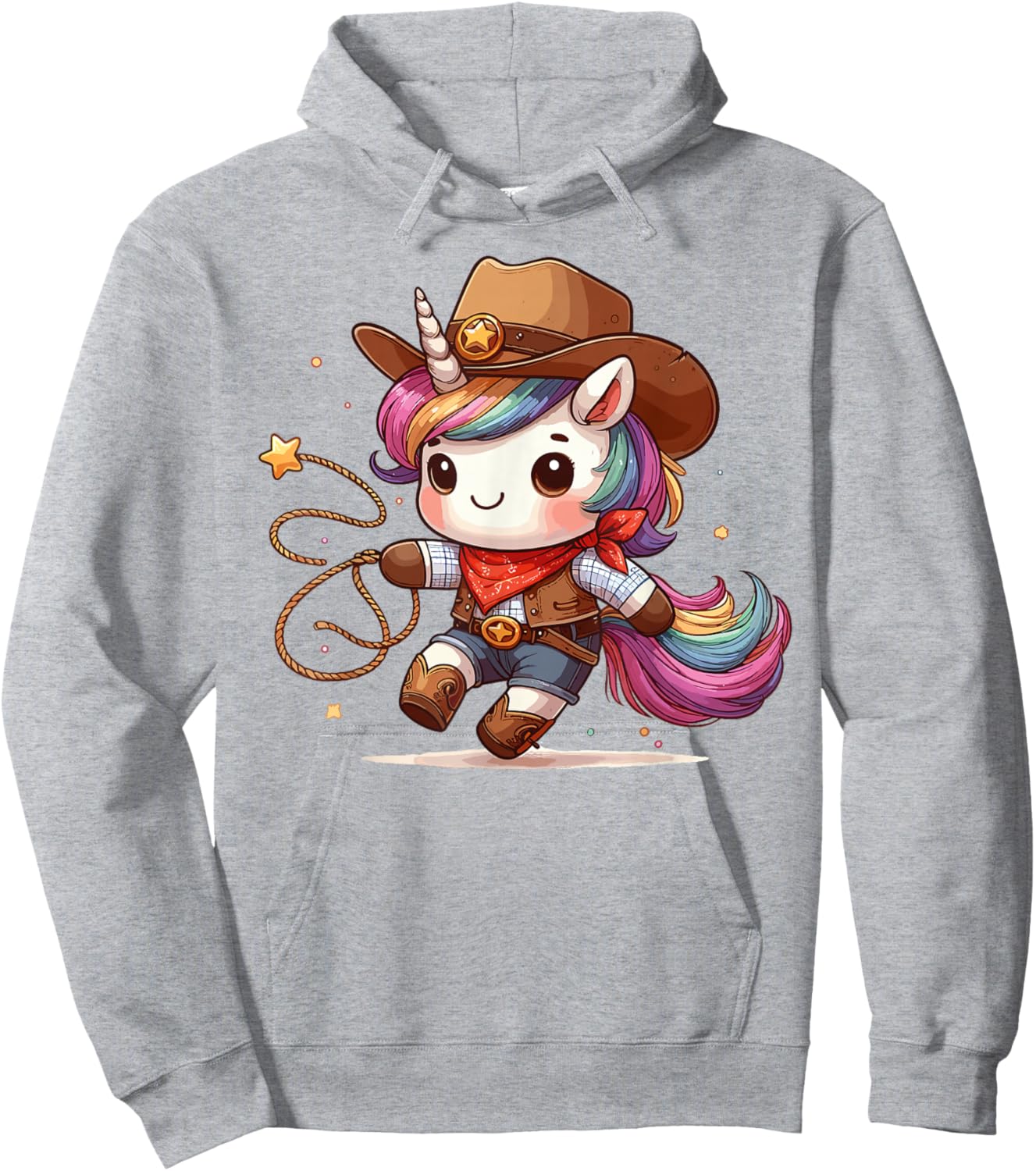 Western Rodeo Cowboy Hat Unicorn Texas Animals Hoodie - Hoodie | Ash