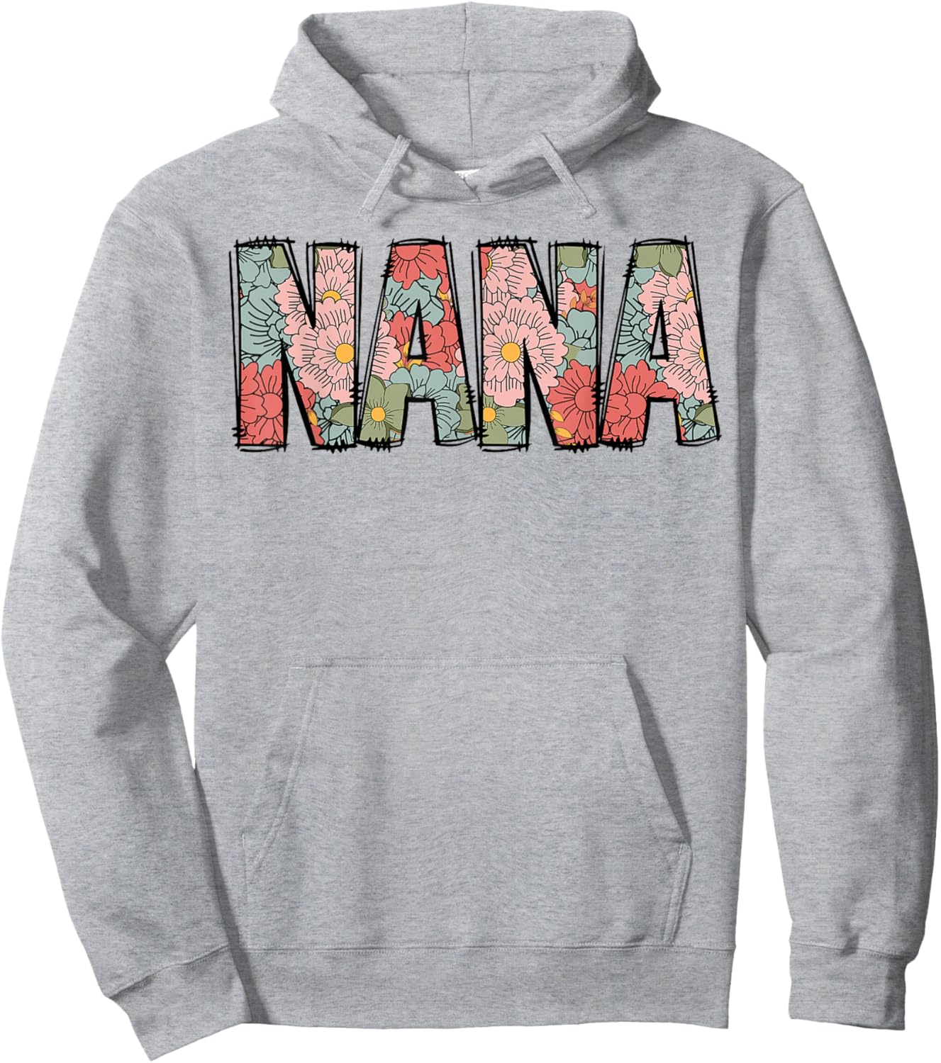 Retro Nana Colorful Flowers Groovy Daisy Flower Hoodie - Hoodie | Ash
