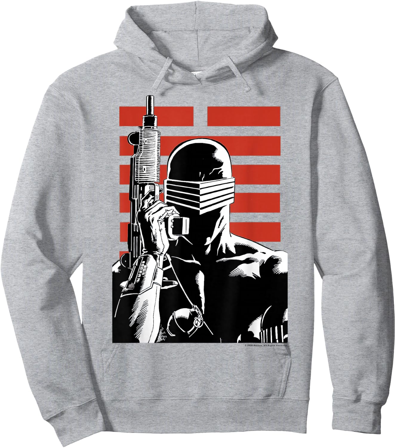 G.I. Joe Snake Eyes Retro Red Stripe Portrait Hoodie - Hoodie | Ash