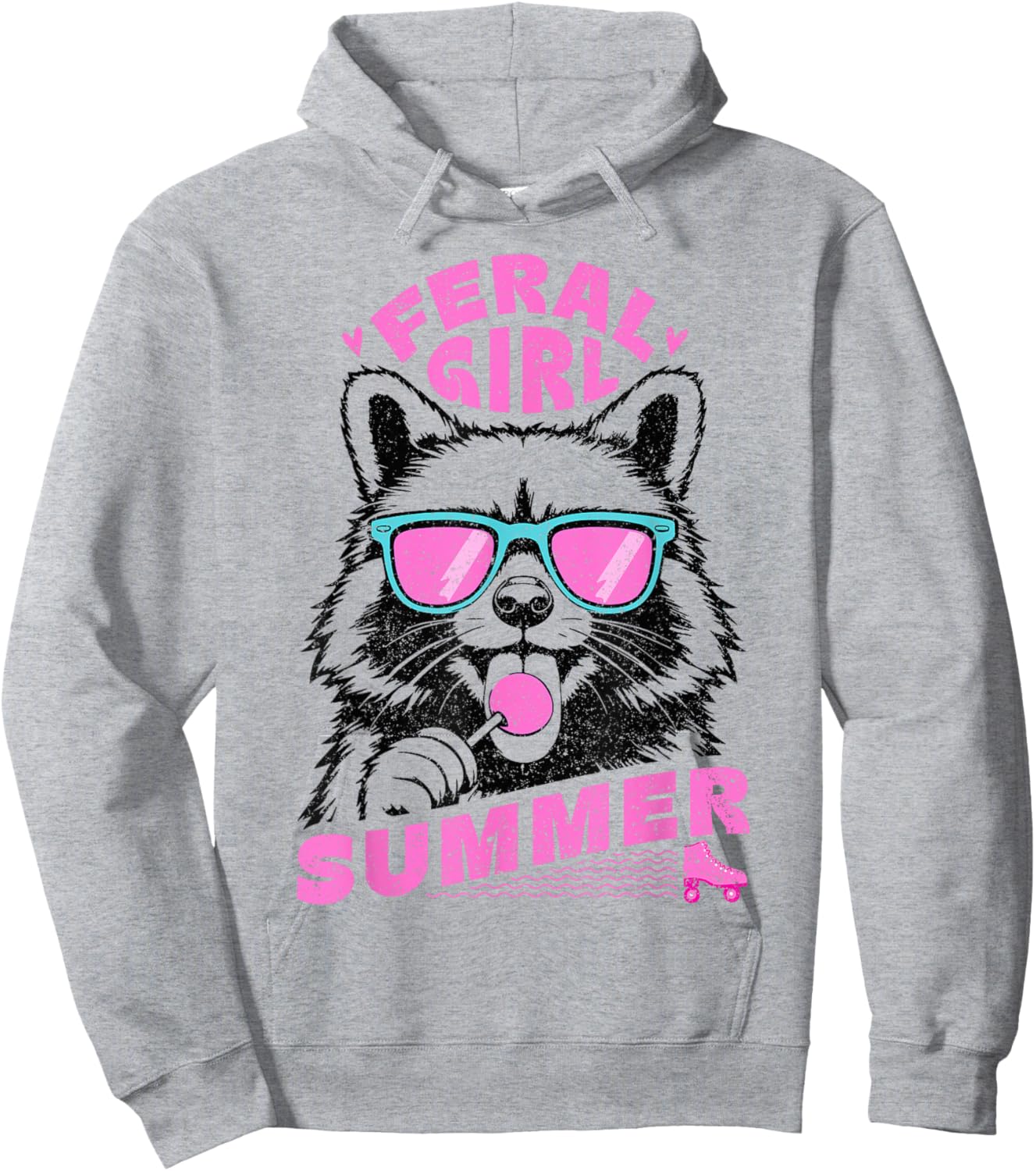Feral Girl Summer Raccoon Vintage Hoodie - Hoodie | Ash