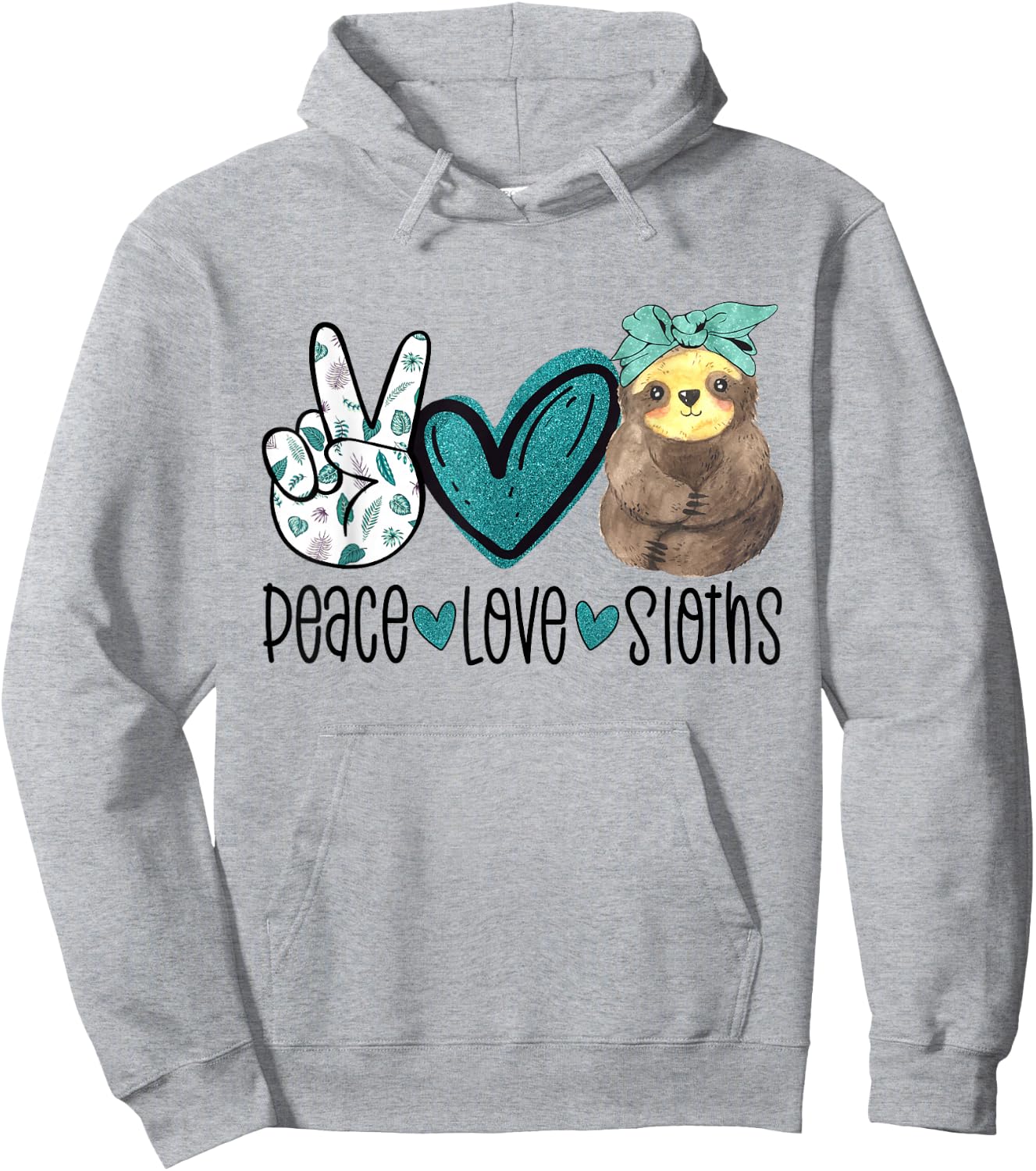 Peace Love Sloths Funny Sloth Gift Hippie Peace Hoodie - Hoodie | Ash
