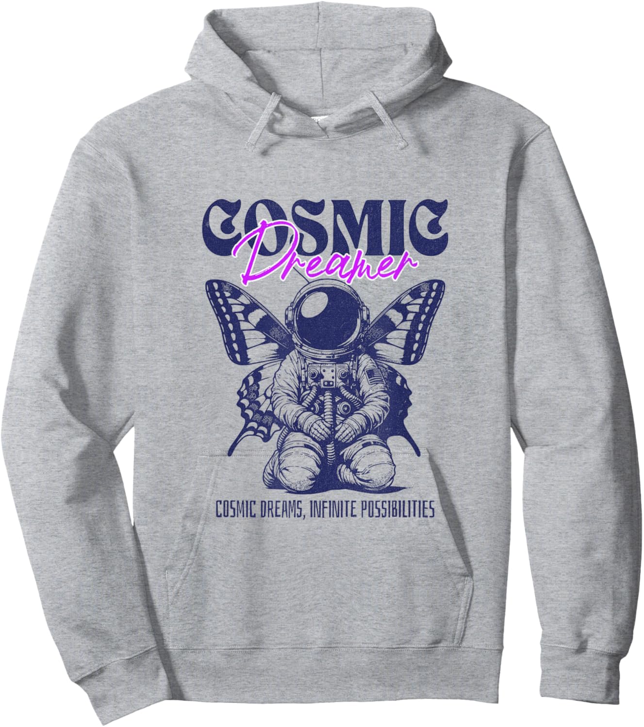 Cosmic Dreamer Vintage Butterfly Hoodie - Hoodie | Ash