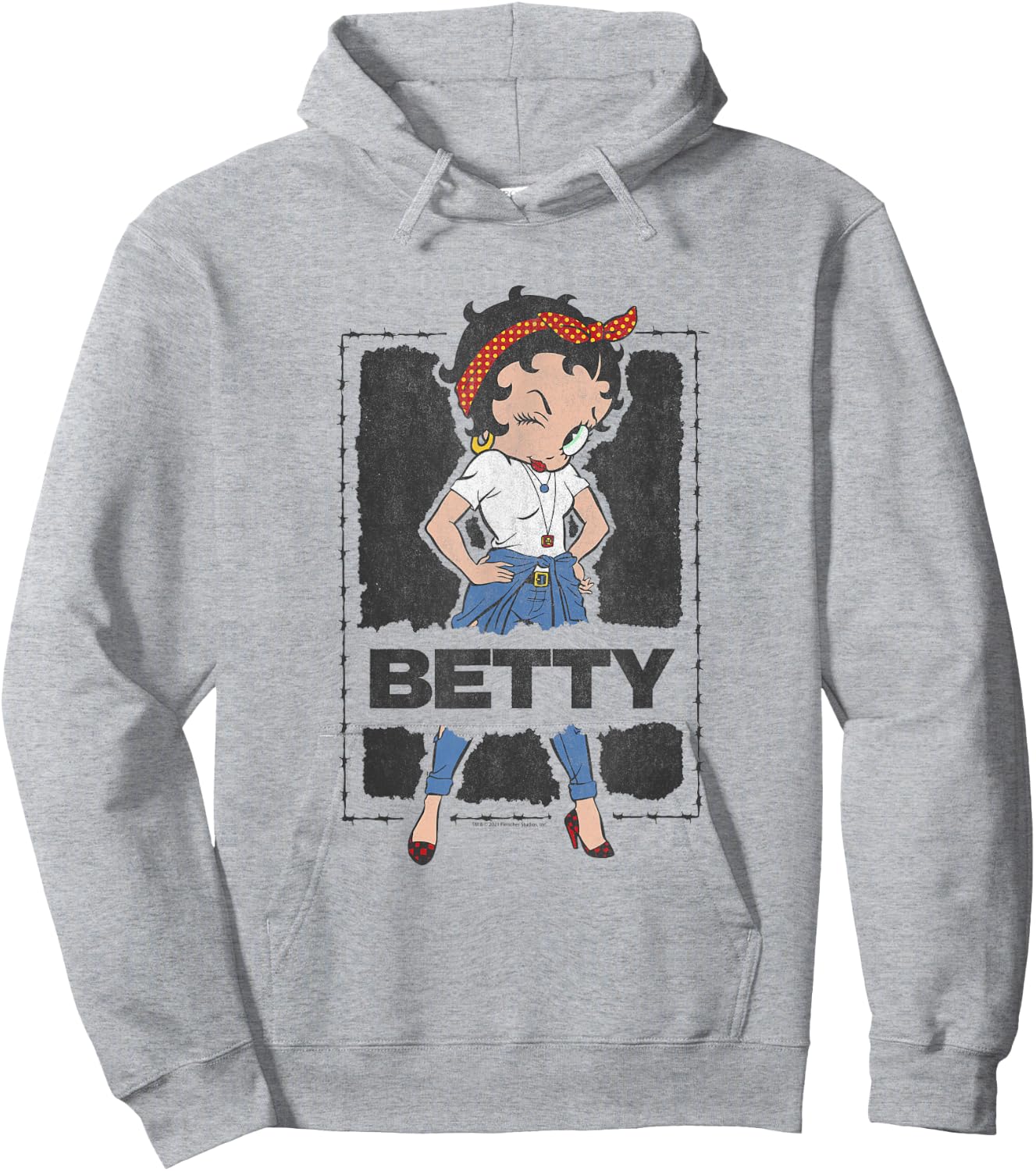 Betty Boop Barbed Wire Frame Hoodie - Hoodie | Ash