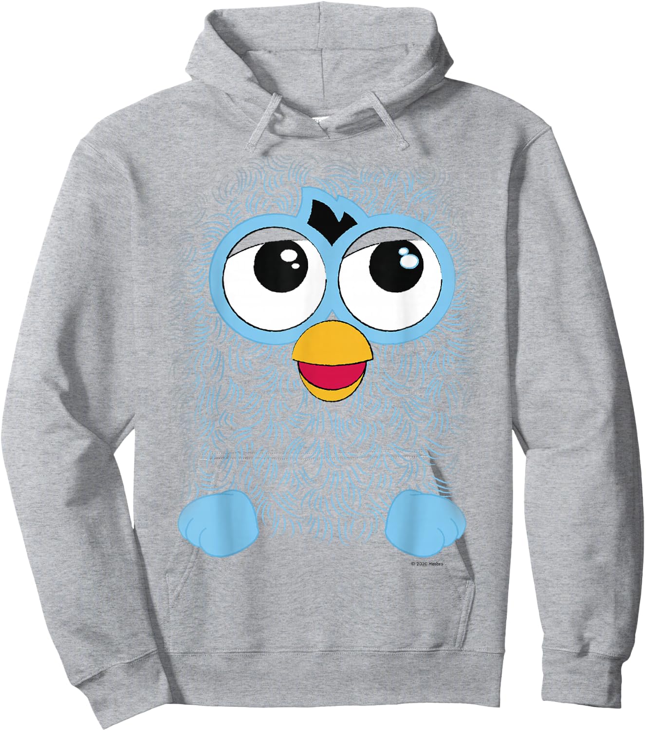 Furby Retro Big Blue Smiling Face Hoodie - Hoodie | Ash