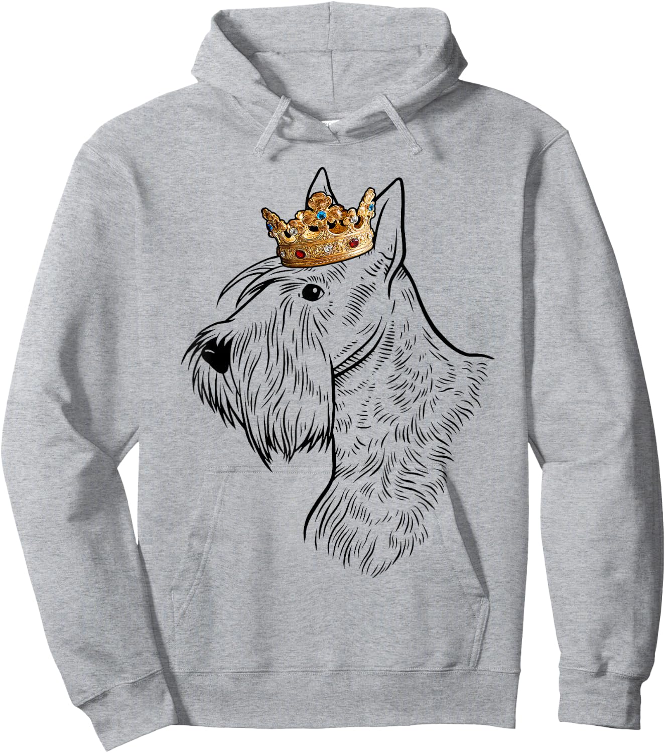 Scottish Terrier Dog Wearing Crown Hoodie - Hoodie | Ash