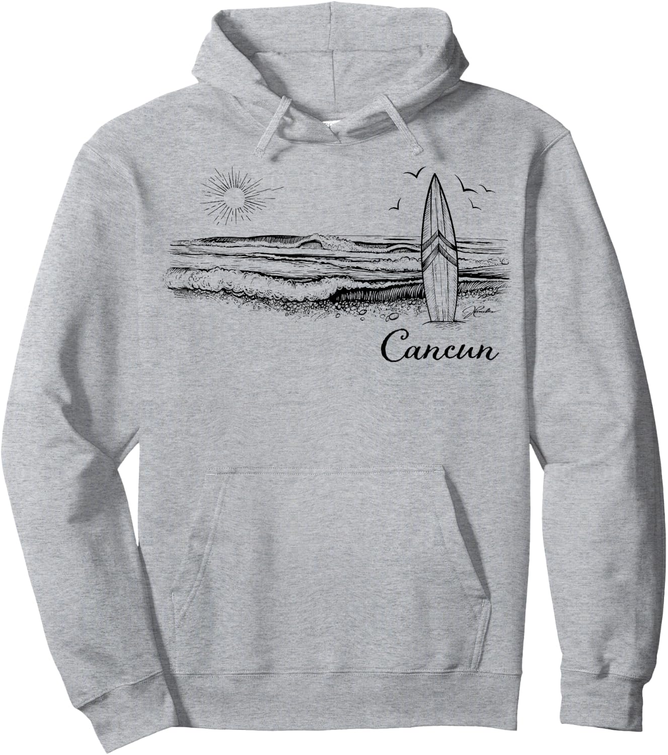 JCombs: Cancun, Mexico, Surfboard, Beach Hoodie - Hoodie | Ash