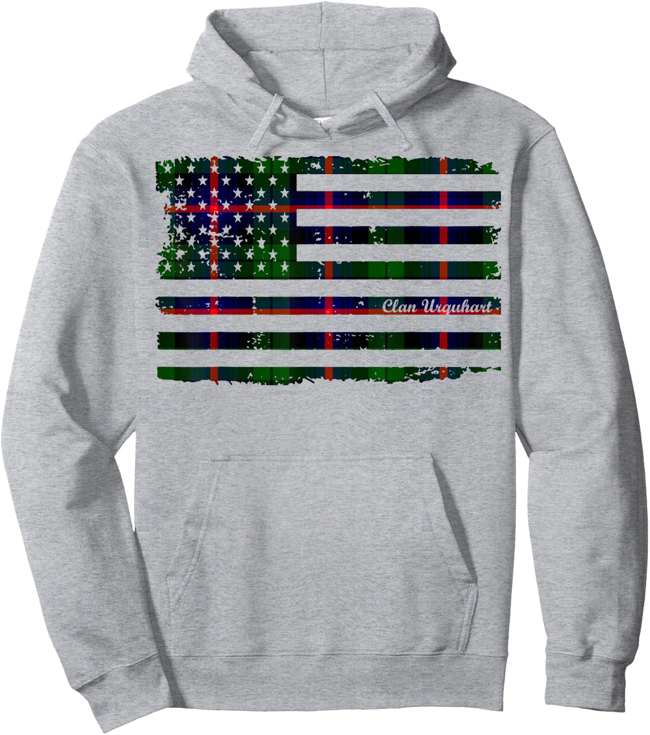 Urquhart surname American Flag Scottish tartan Hoodie - Hoodie | Ash