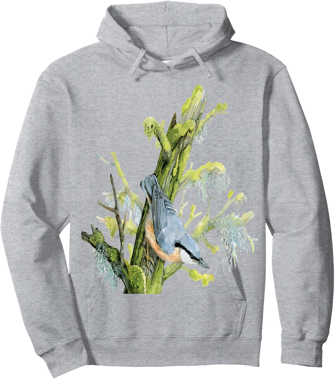 Nuthatch On Tree - Animal Lovers Bird Design Hoodie - Hoodie | Ash