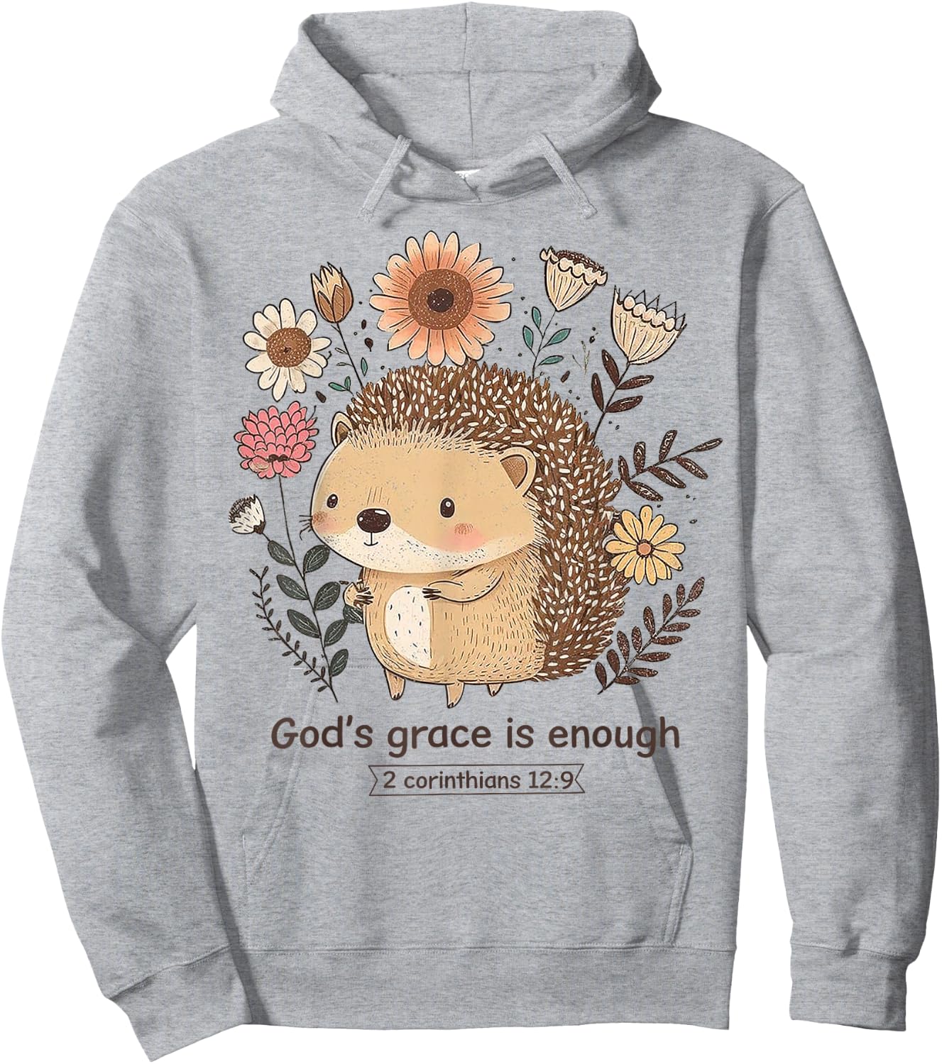 Hedgehog God's Grace Is Enough Hoodie - Hoodie | Ash
