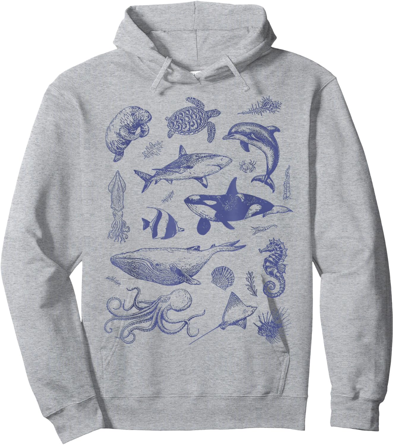Vintage 90s Tattoo Sea Animal Ocean Hoodie - Hoodie | Ash