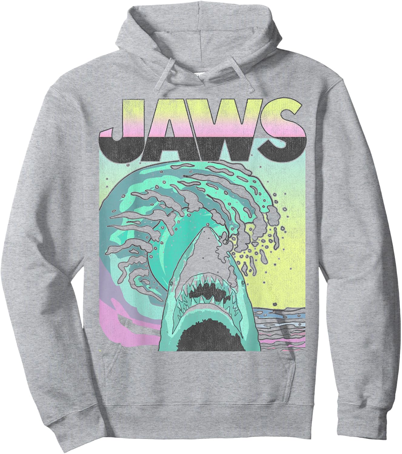 Jaws Retro Wave Poster Hoodie - Hoodie | Ash