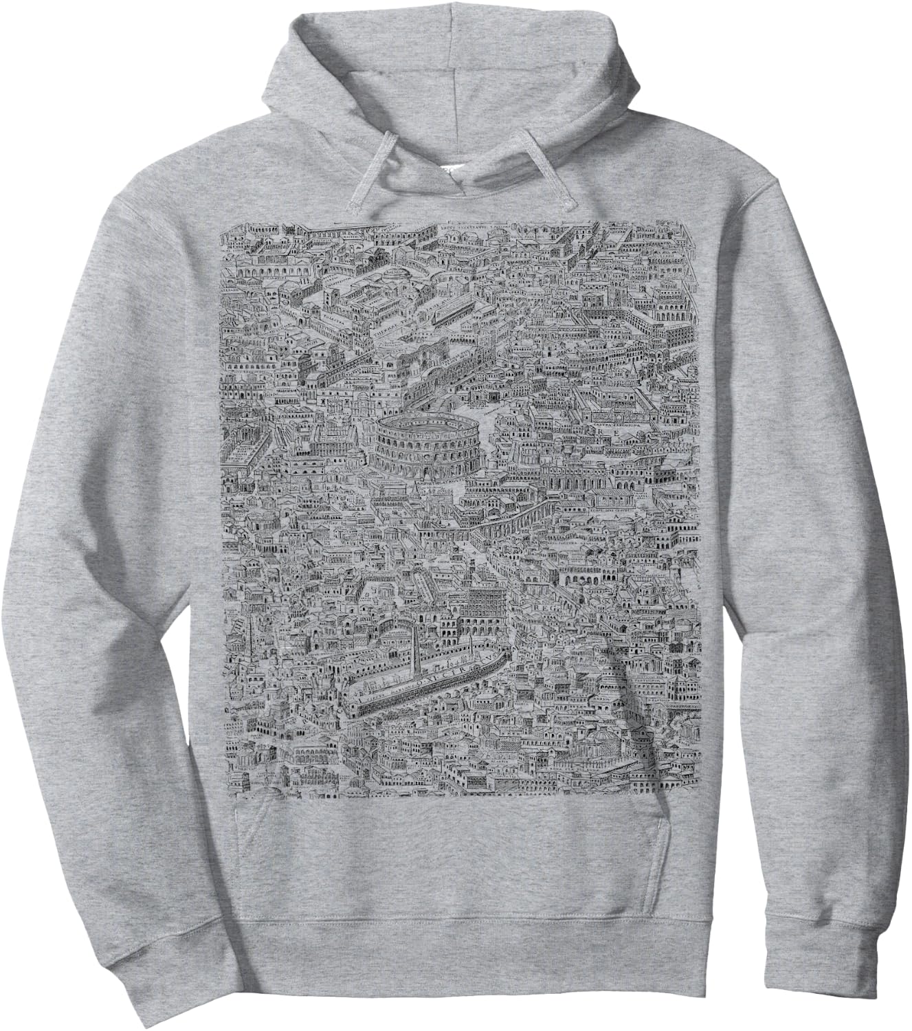 Old Rome Map Roads Hoodie - Hoodie | Ash
