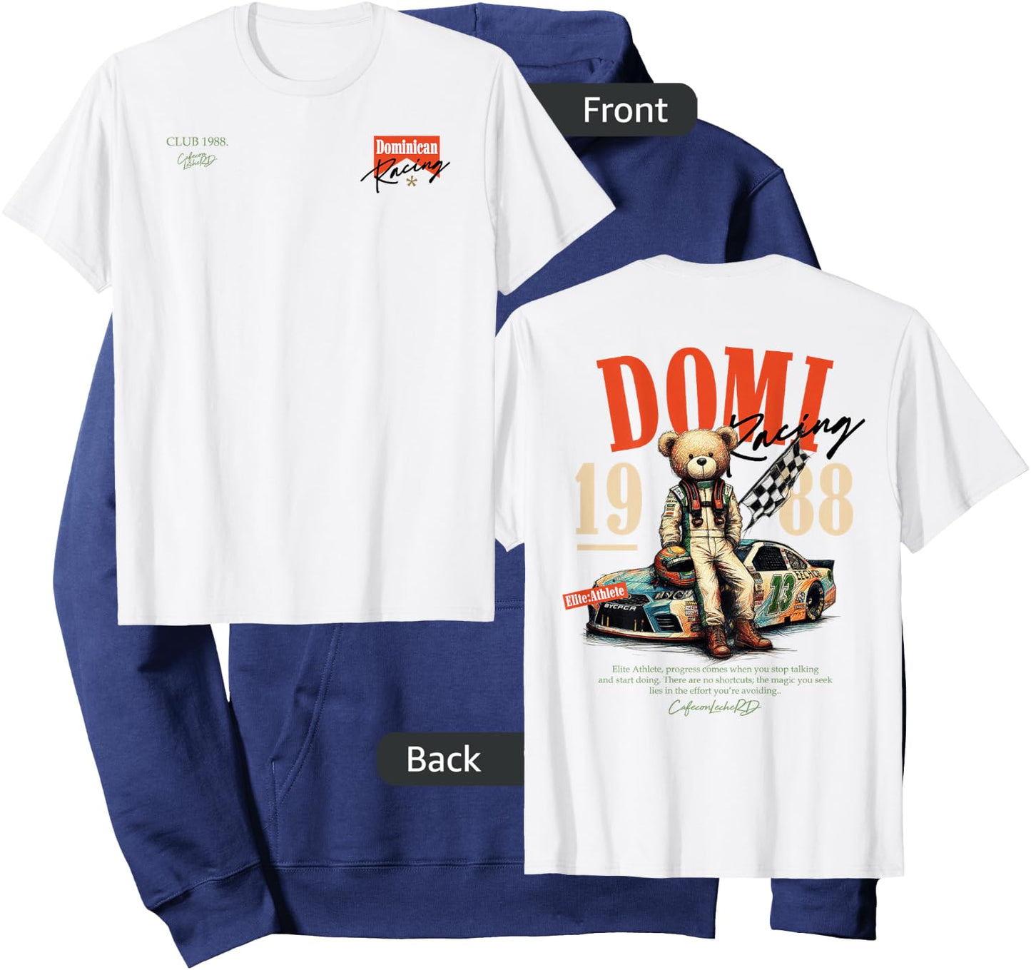 Funny Racing Car Lover Graphic Illustrated Back Hoodie - Hoodie | Navy