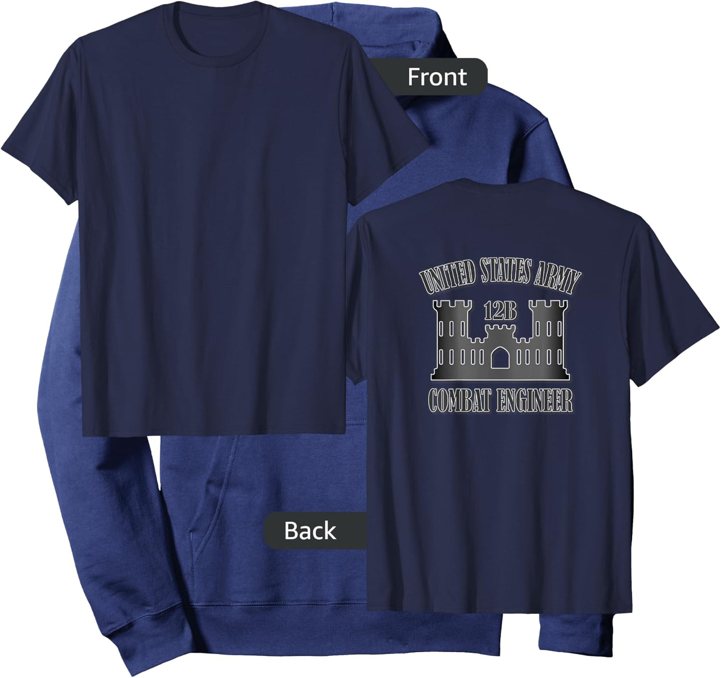 U.S. Army Combat Engineer (Back Design) Hoodie - Hoodie | Navy
