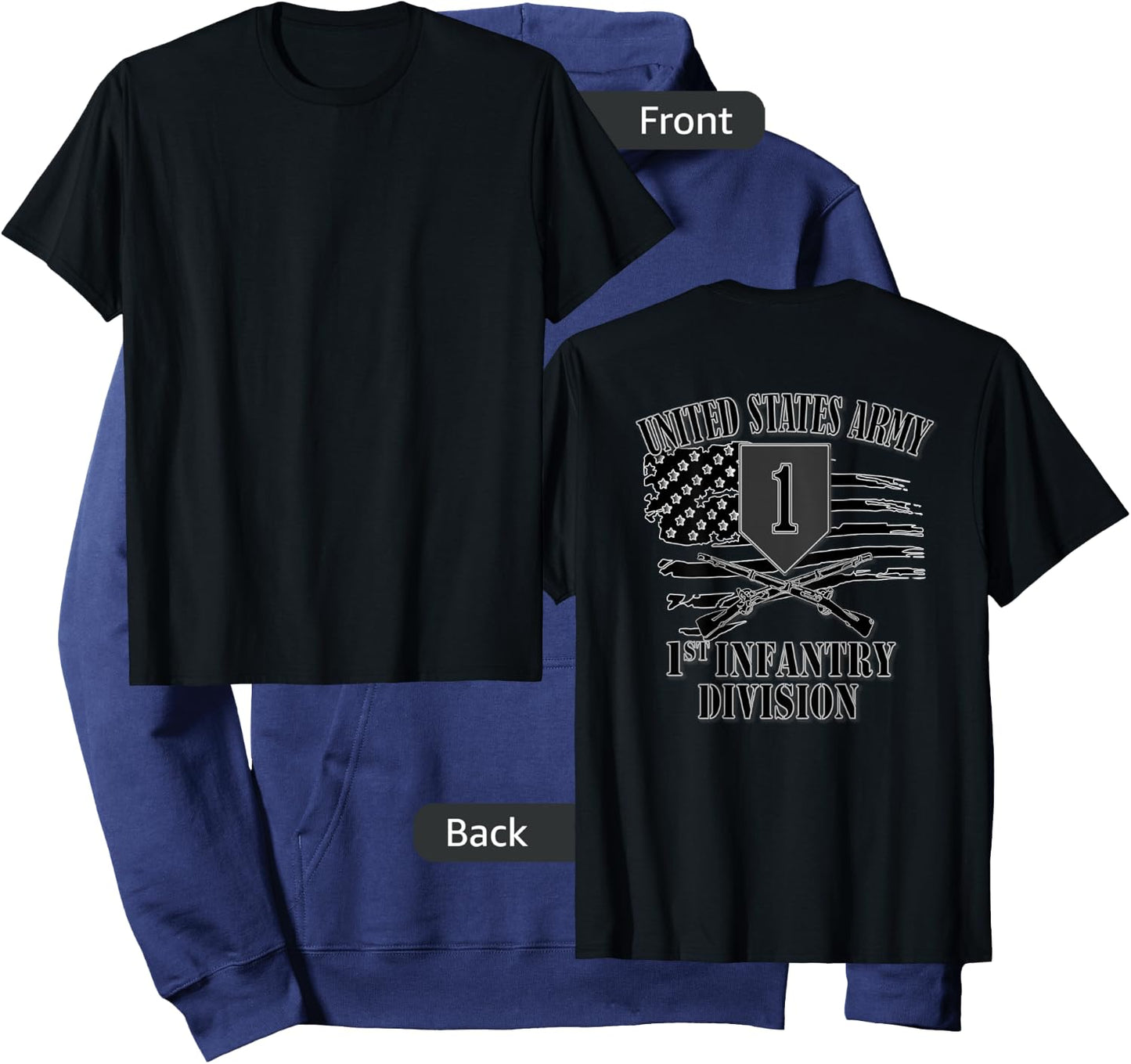 U.S. Army 1st Infantry Division (Back Design) Hoodie - Hoodie | Navy