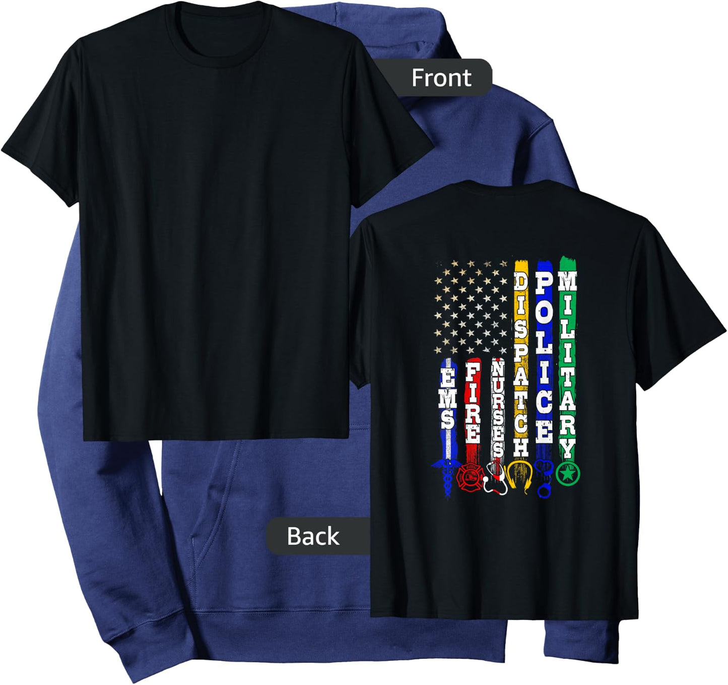 First Responders Design On Back Of Clothing Hoodie - Hoodie | Navy