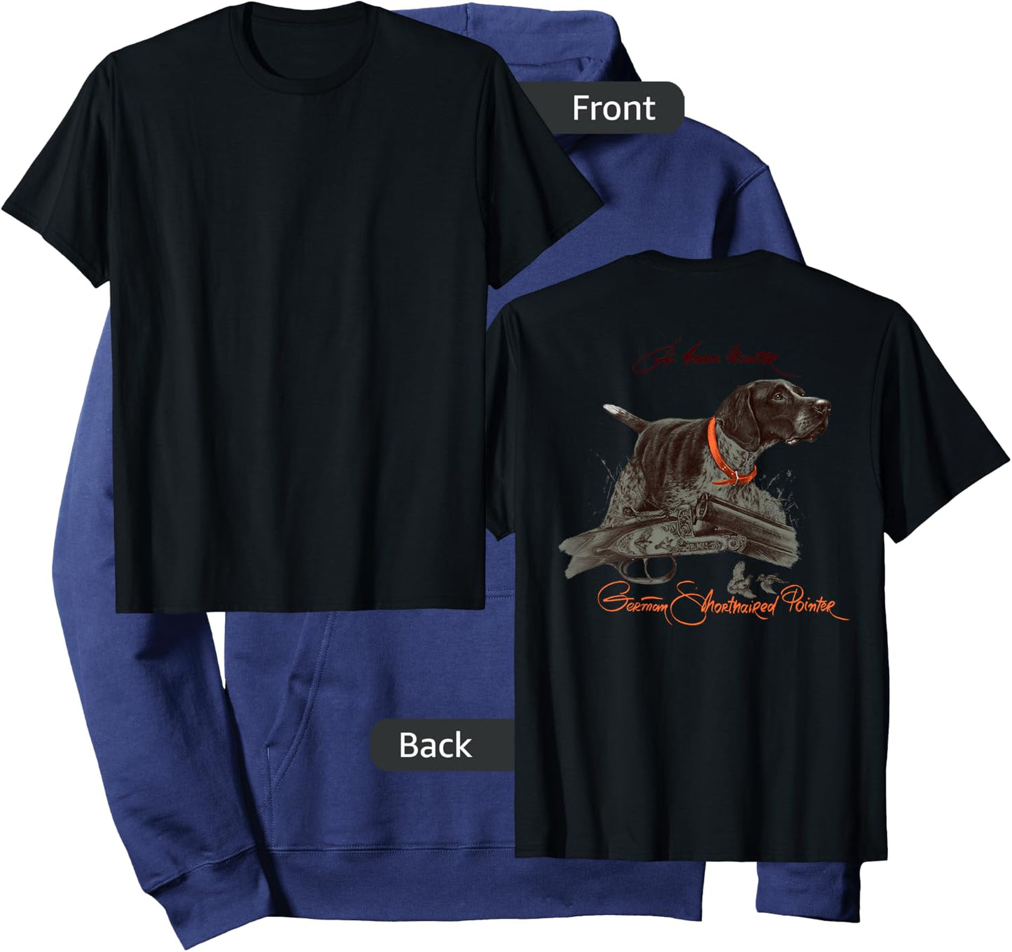 German Shorthaired Pointer Back Hoodie - Hoodie | Navy