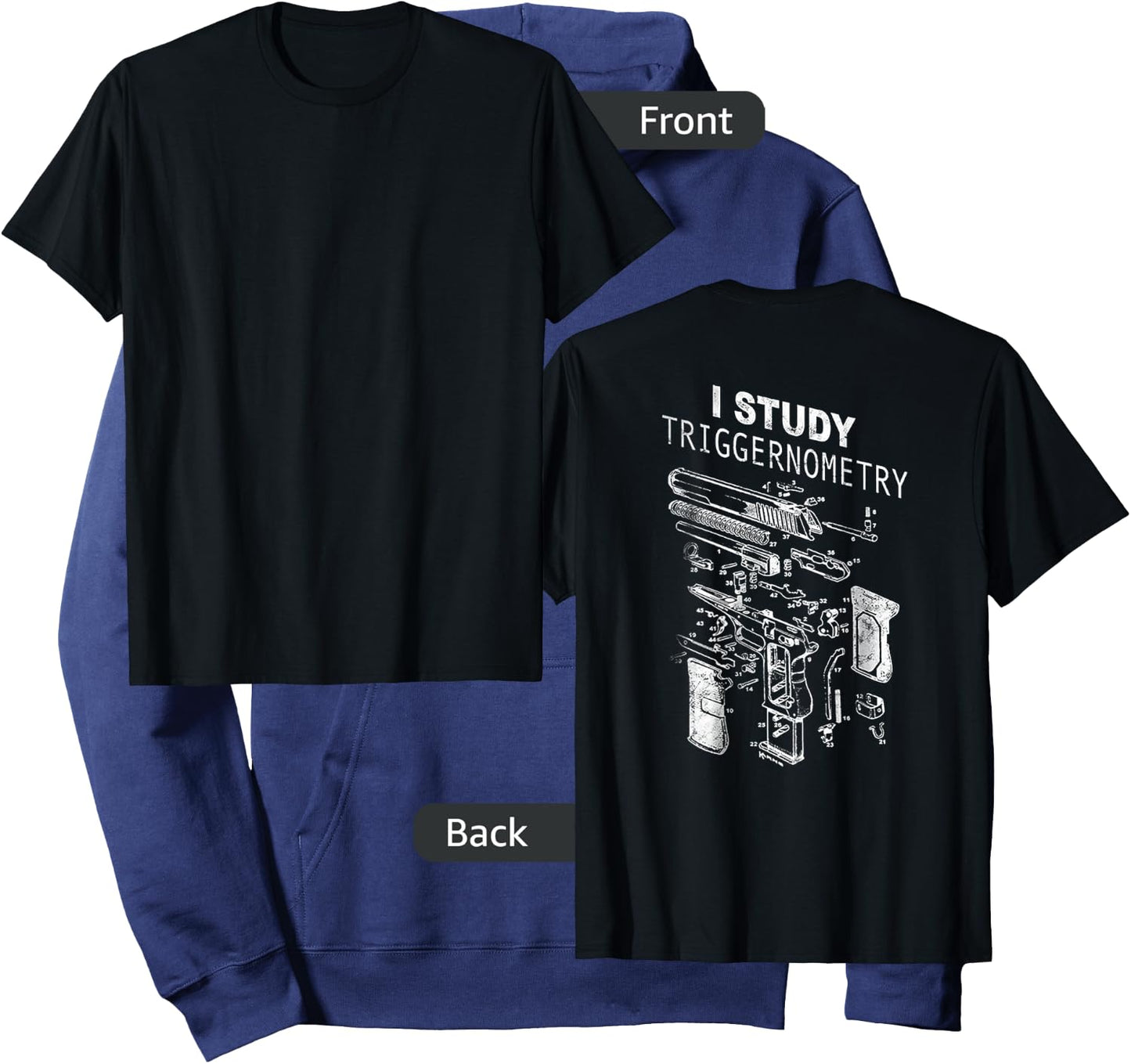 I Study Triggernometry Gun On Back Hoodie - Hoodie | Navy