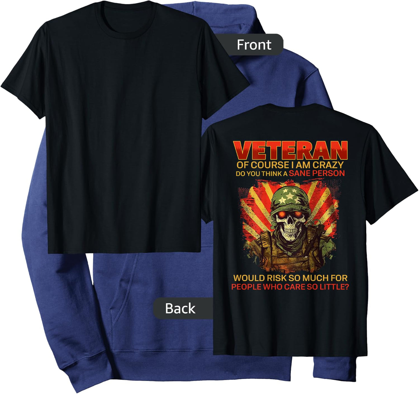 Veteran Of Course I Am Crazy (on back) Hoodie - Hoodie | Navy