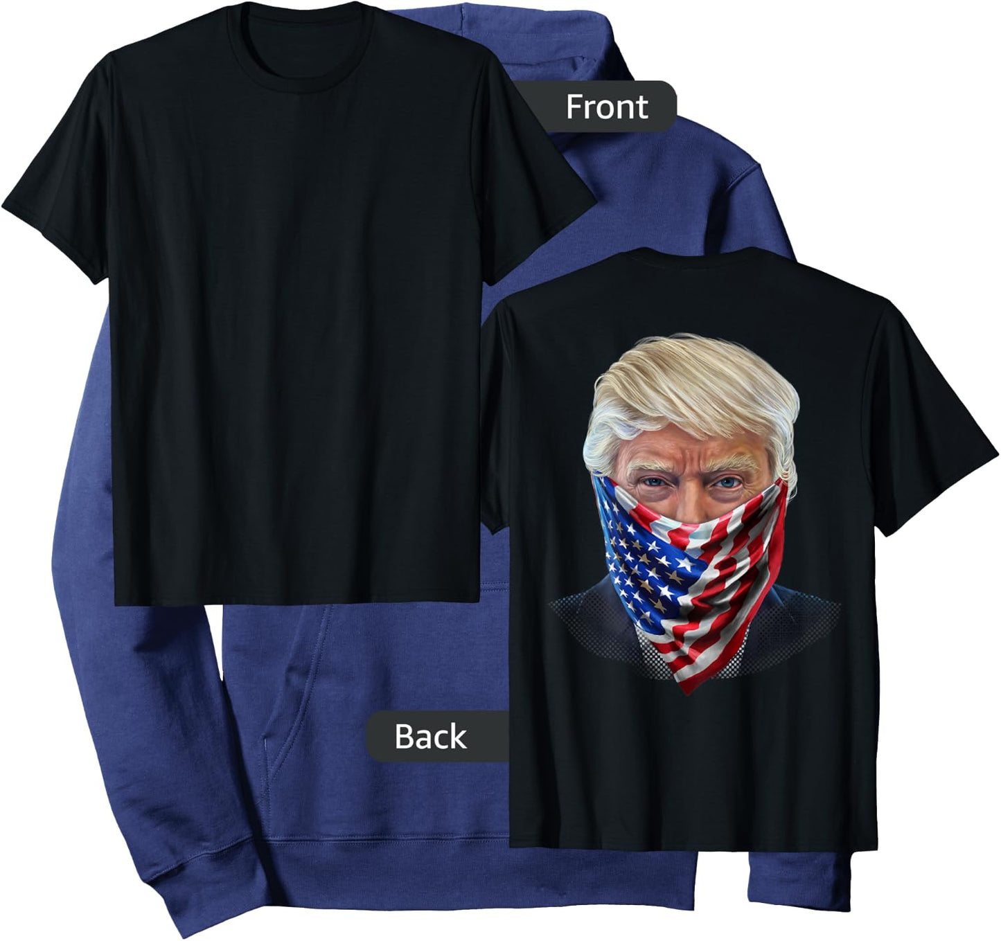 President Donald Trump in Flag of USA Bandana Hoodie - Hoodie | Navy