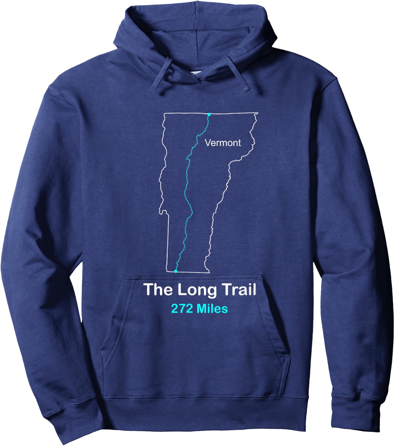 The Long-Trail in Vermont Route Map Hoodie - Hoodie | Navy