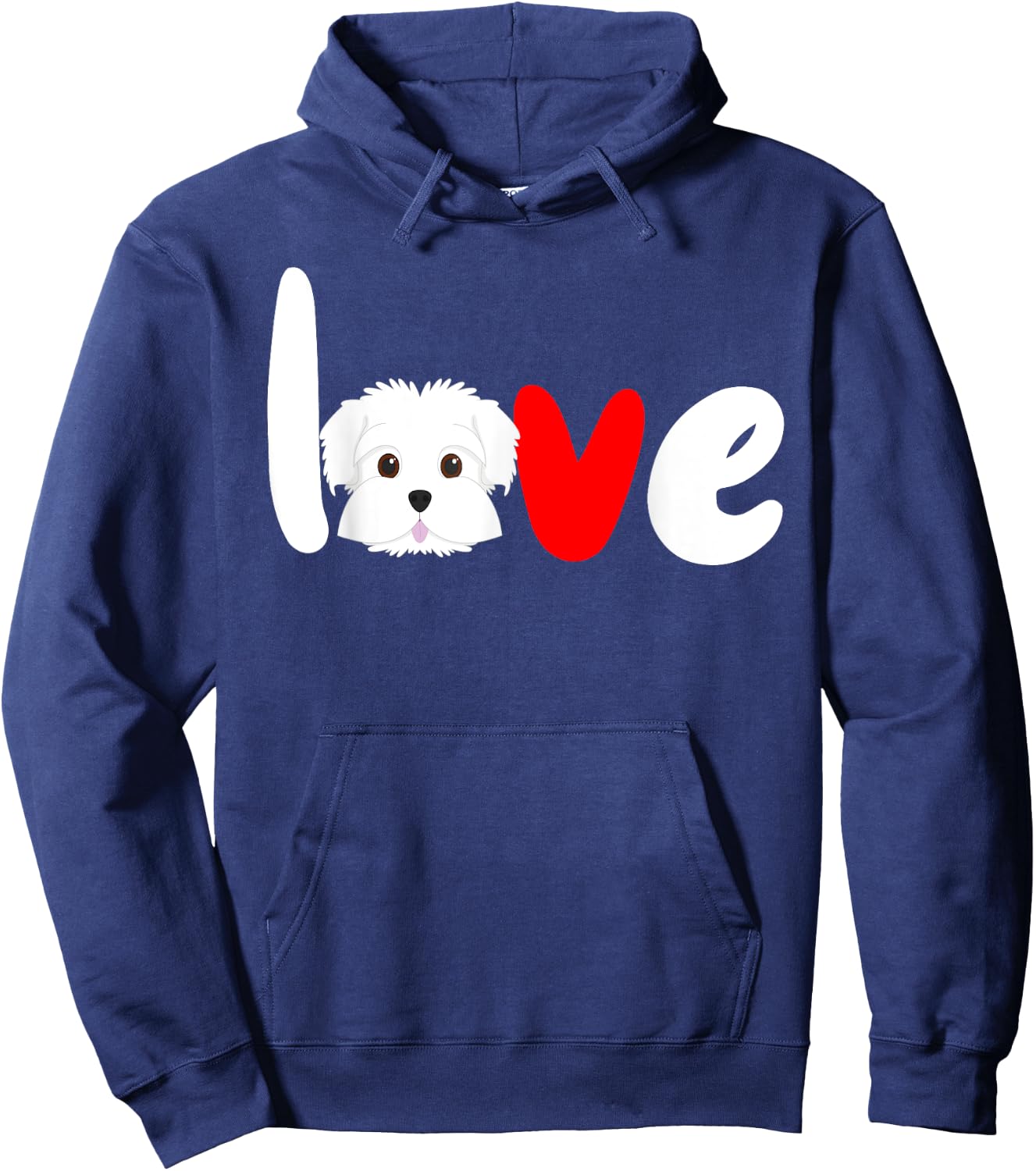 MALTESE DOG LOVE for valentine's day Hoodie - Hoodie | Navy