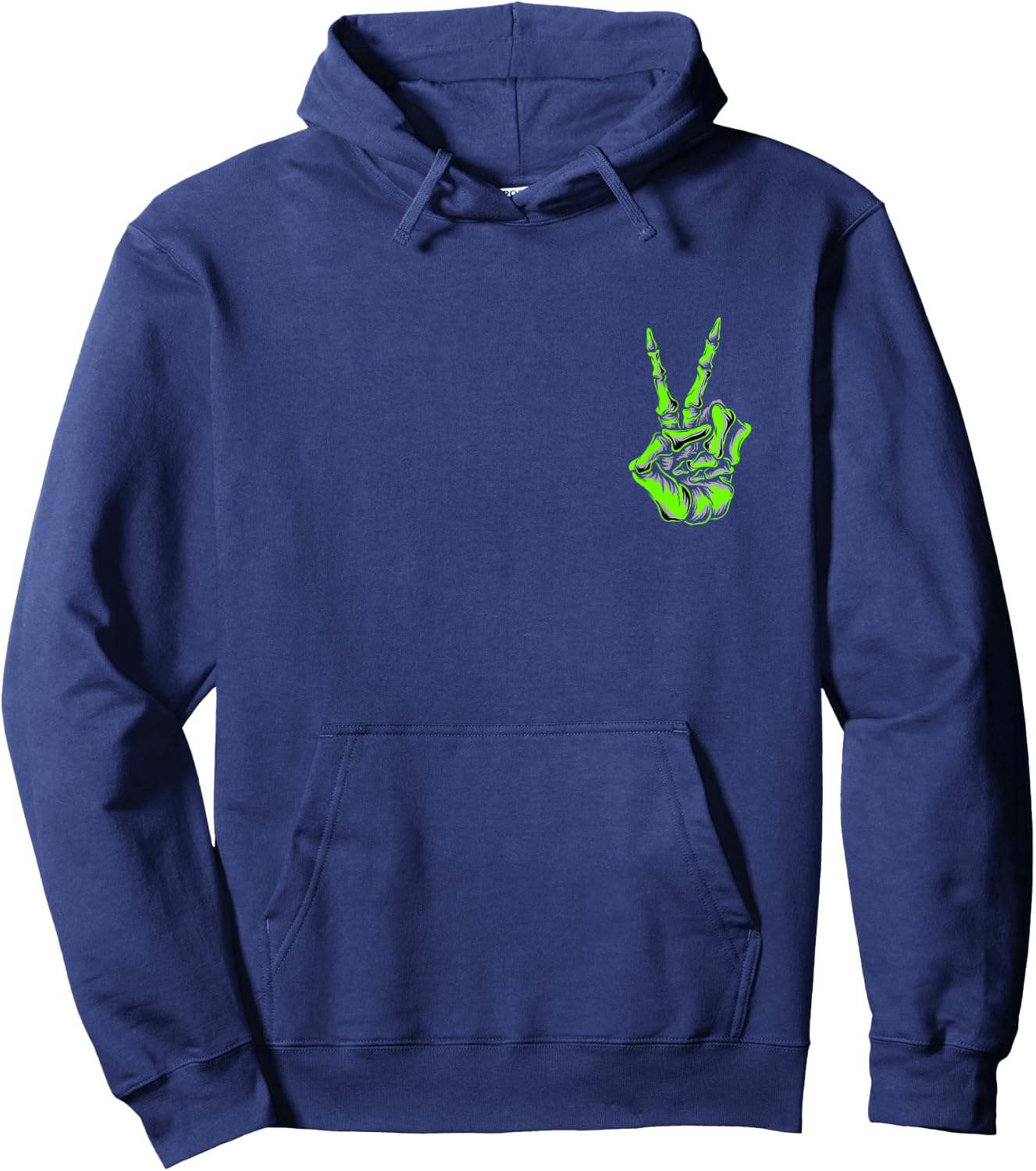 Green Skeleton Peace Sign Green Color Graphic Hoodie - Hoodie | Navy