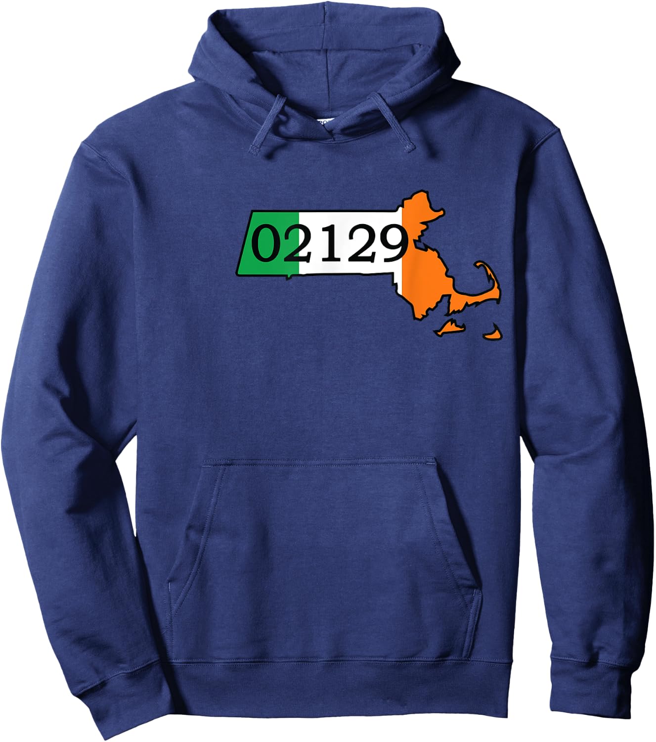 Charlestown 02129 Irish Flag Hoodie - Hoodie | Navy