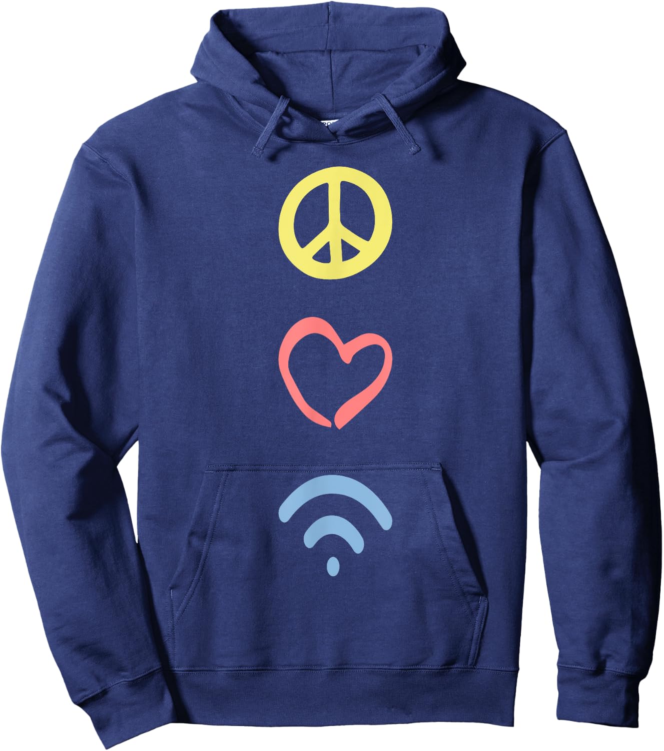Peace Love Wifi Positivity Hoodie - Hoodie | Navy