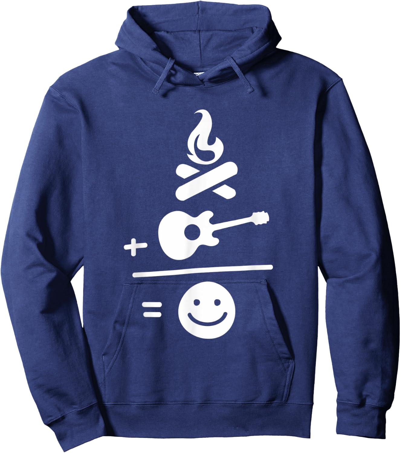 Camping Camp Fire and Guitar Makes Me Smile Hoodie - Hoodie | Navy