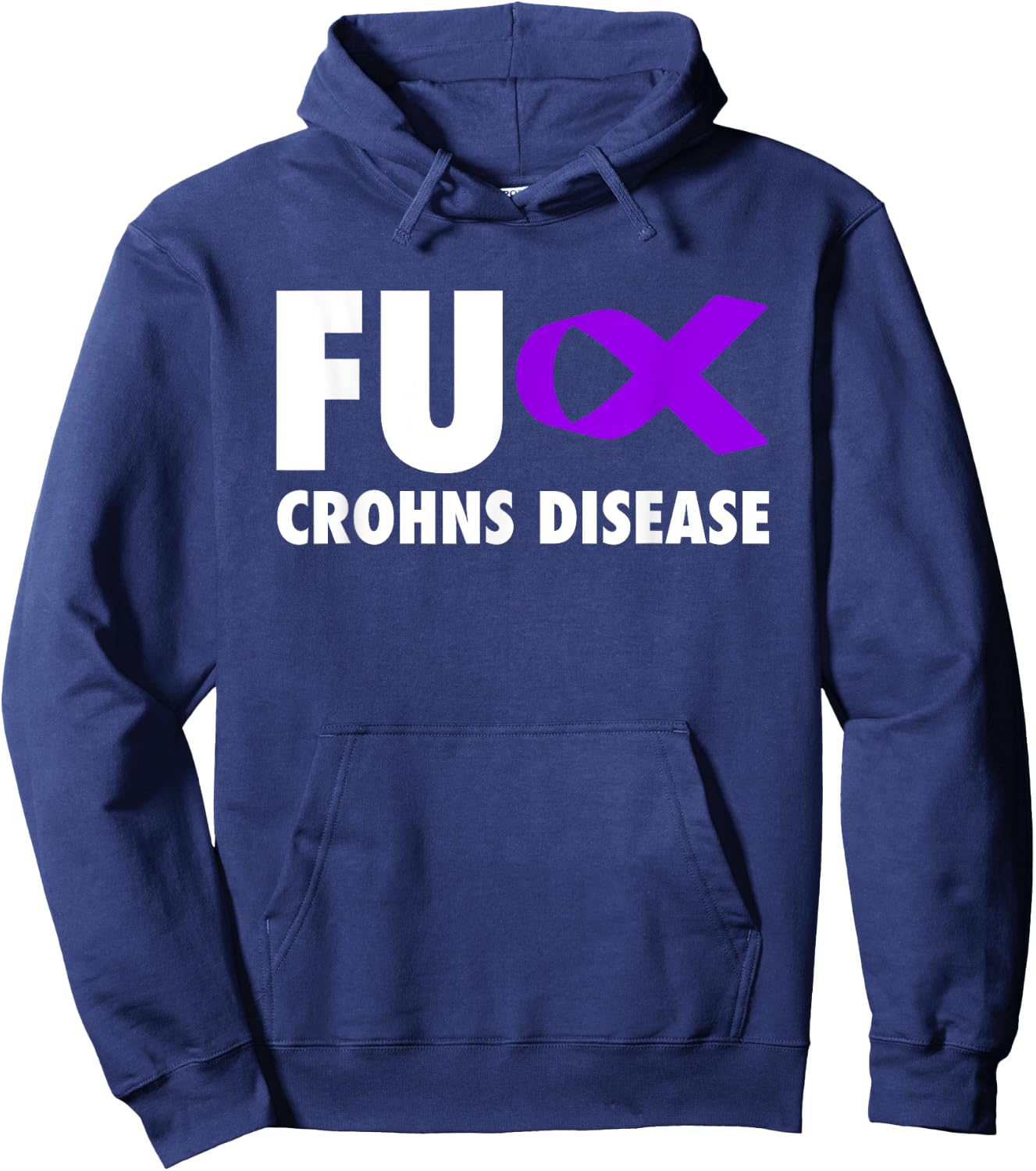FU Crohns Disease Purple Ribbon - Crohns Hoodie - Hoodie | Navy