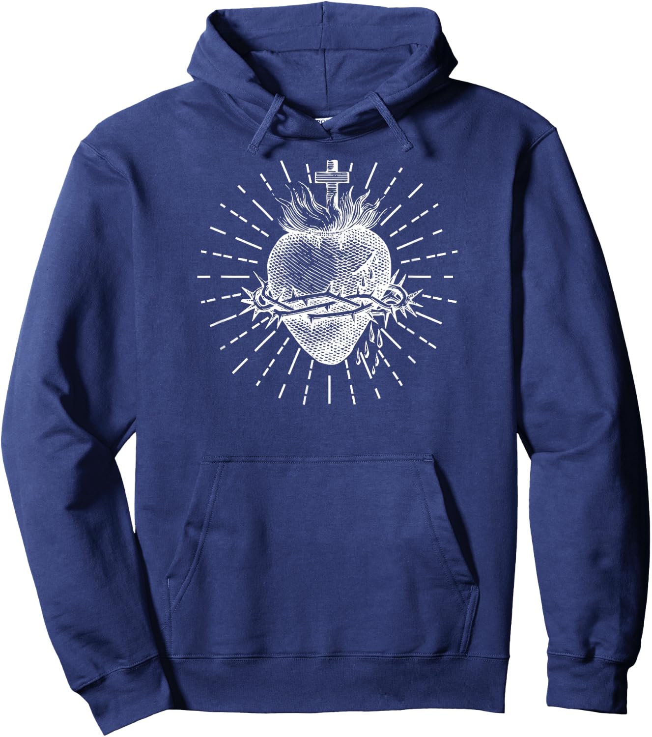 Sacred Heart of Jesus Vintage Blessing Catholic Hoodie - Hoodie | Navy