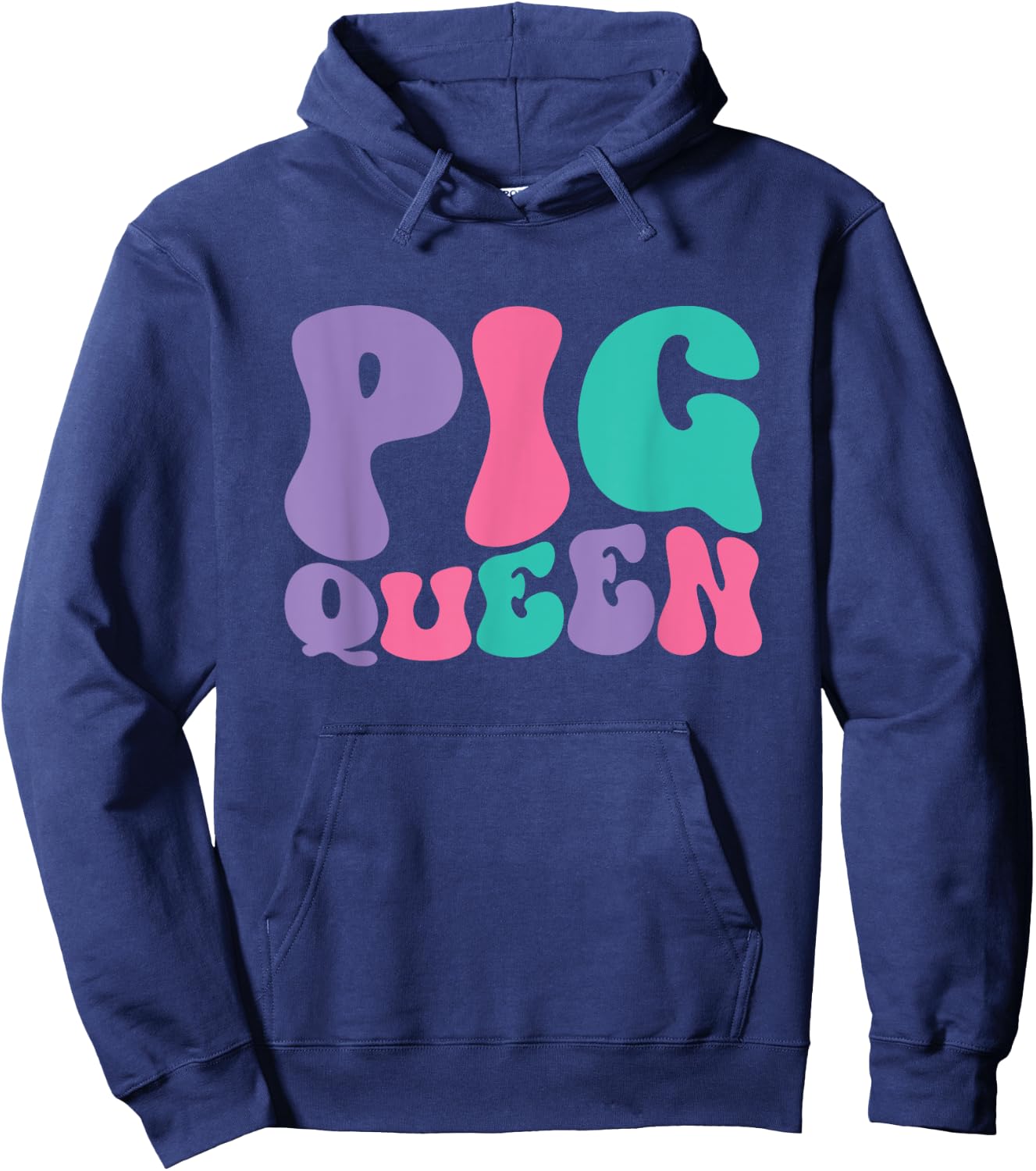Pig Queen Pigs Retro Vintage Wavy Groovy Hoodie - Hoodie | Navy