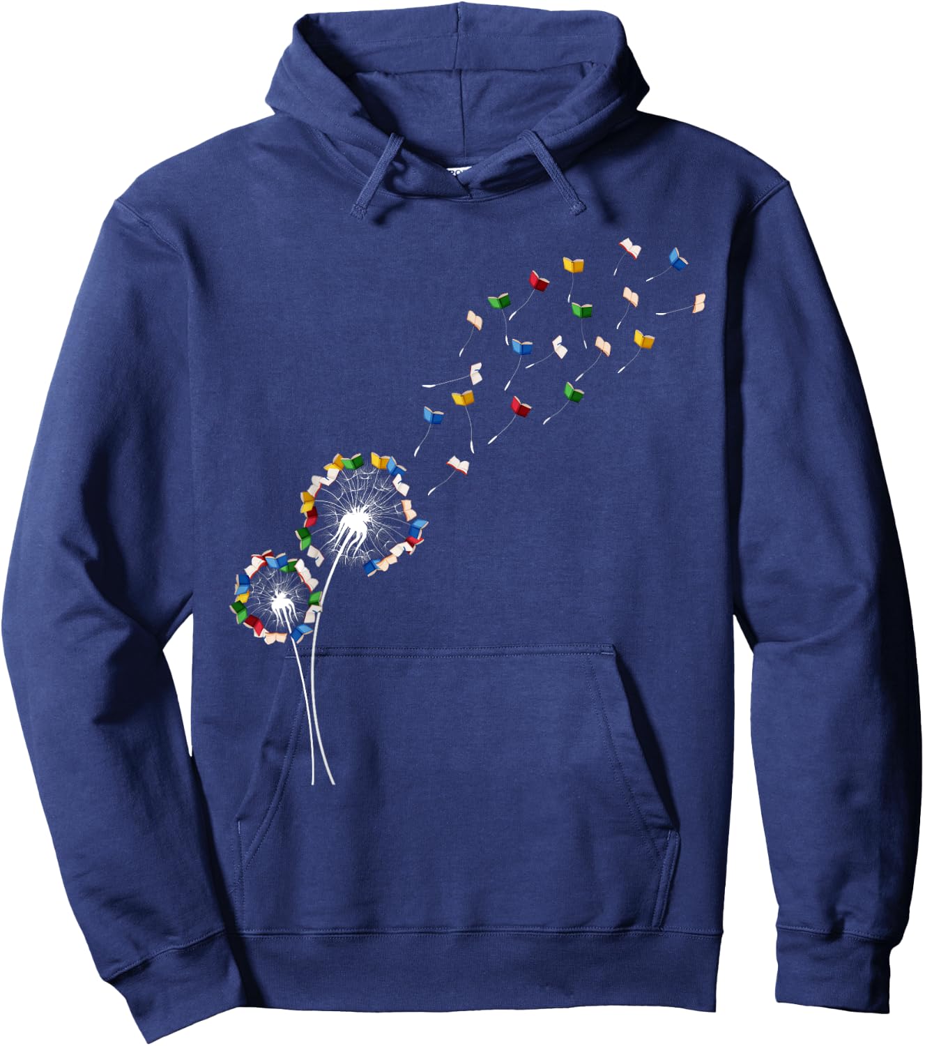 Book Lovers Cute Dandelion With Books Image Hoodie - Hoodie | Navy