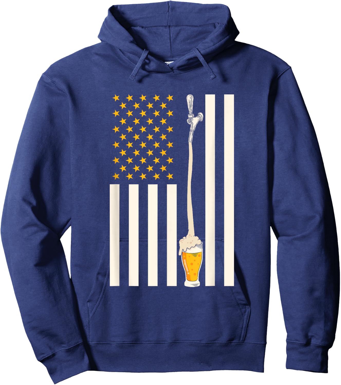 USA Flag Craft Beer Men Hoodie - Hoodie | Navy