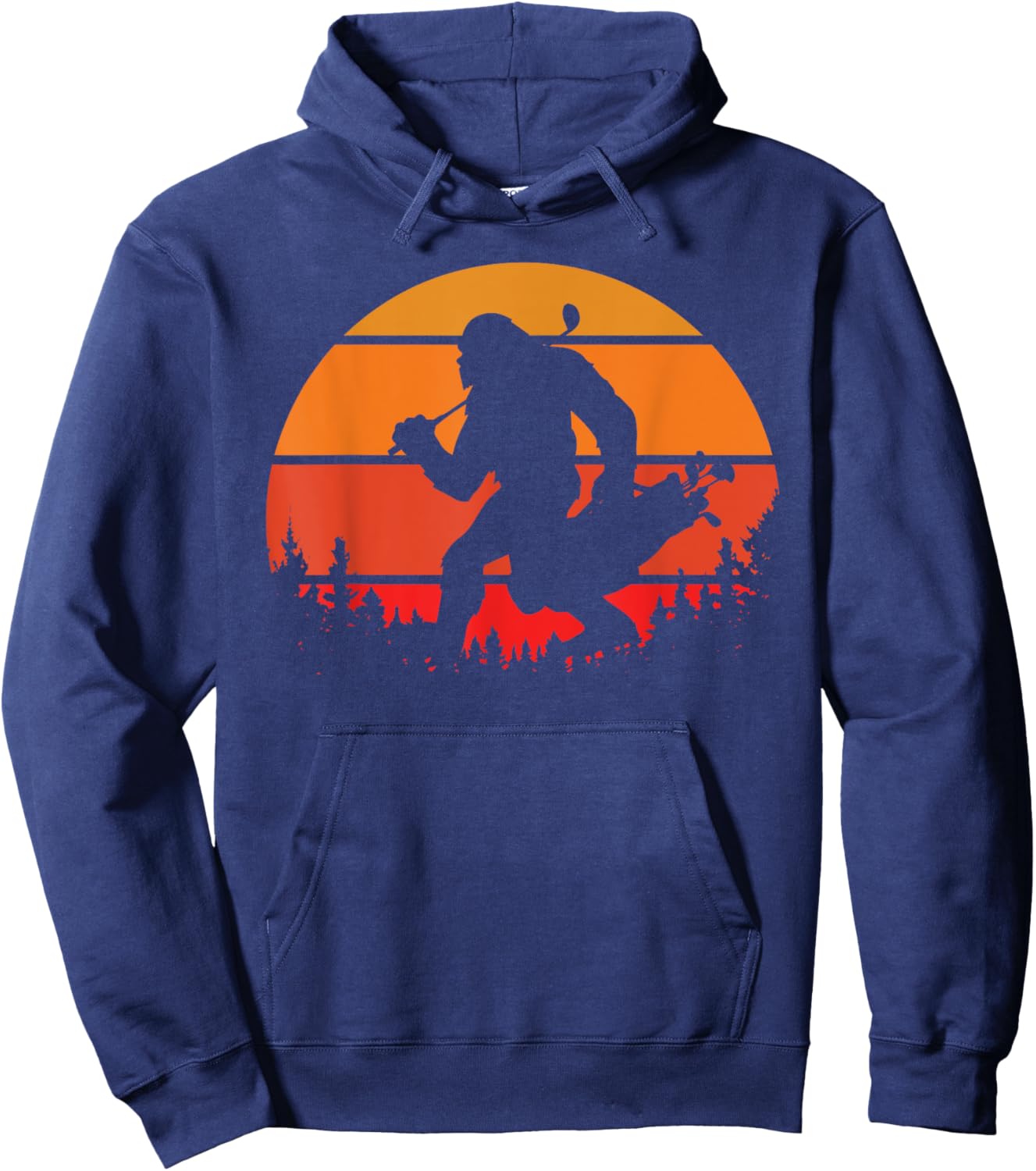 Funny Bigfoot Golf Retro Sasquatch Playing Golf Hoodie - Hoodie | Navy