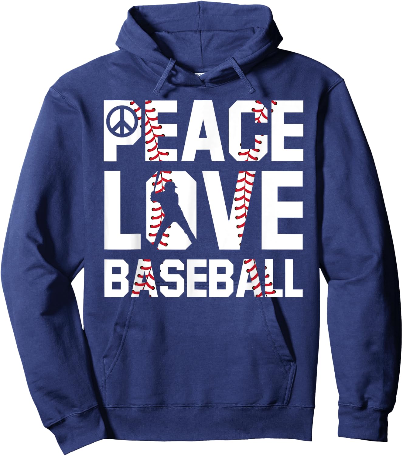 Peace Love Baseball For Soft Ball Fans Baseball Hoodie - Hoodie | Navy