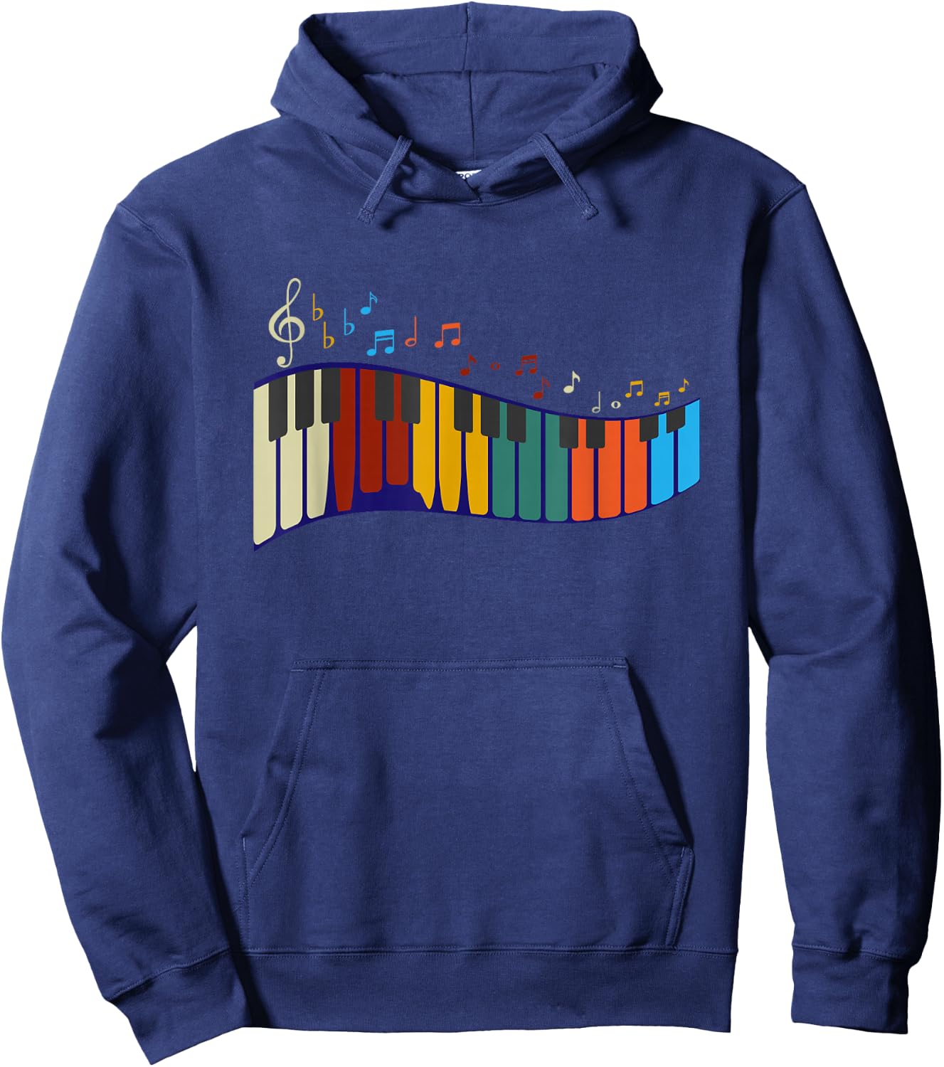 Music Notes Pianist Gift Colorful Piano Hoodie - Hoodie | Navy