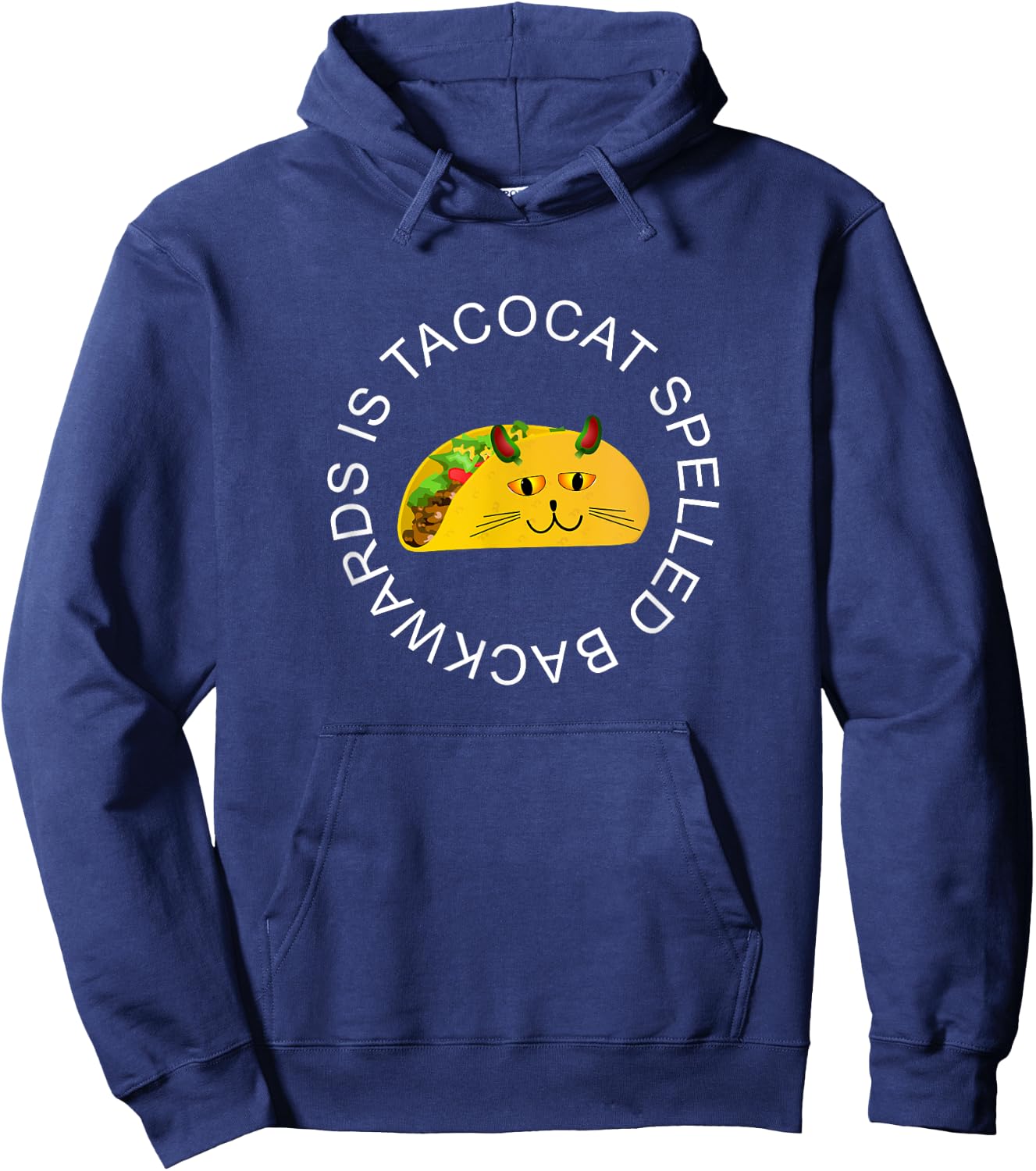 Tacocat Spelled Backwards is Tacocat Tacos Cat Hoodie - Hoodie | Navy