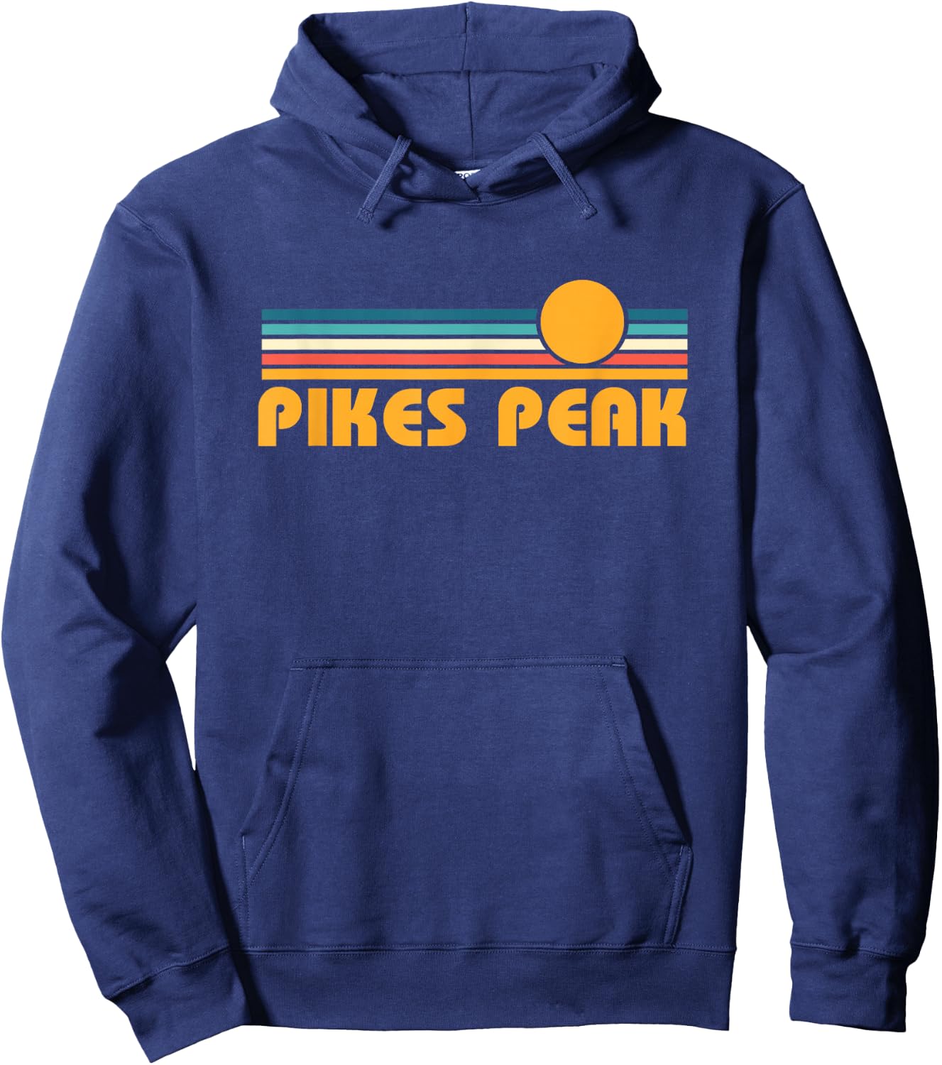 Retro Pikes Peak Colorado Sunset Hoodie - Hoodie | Navy