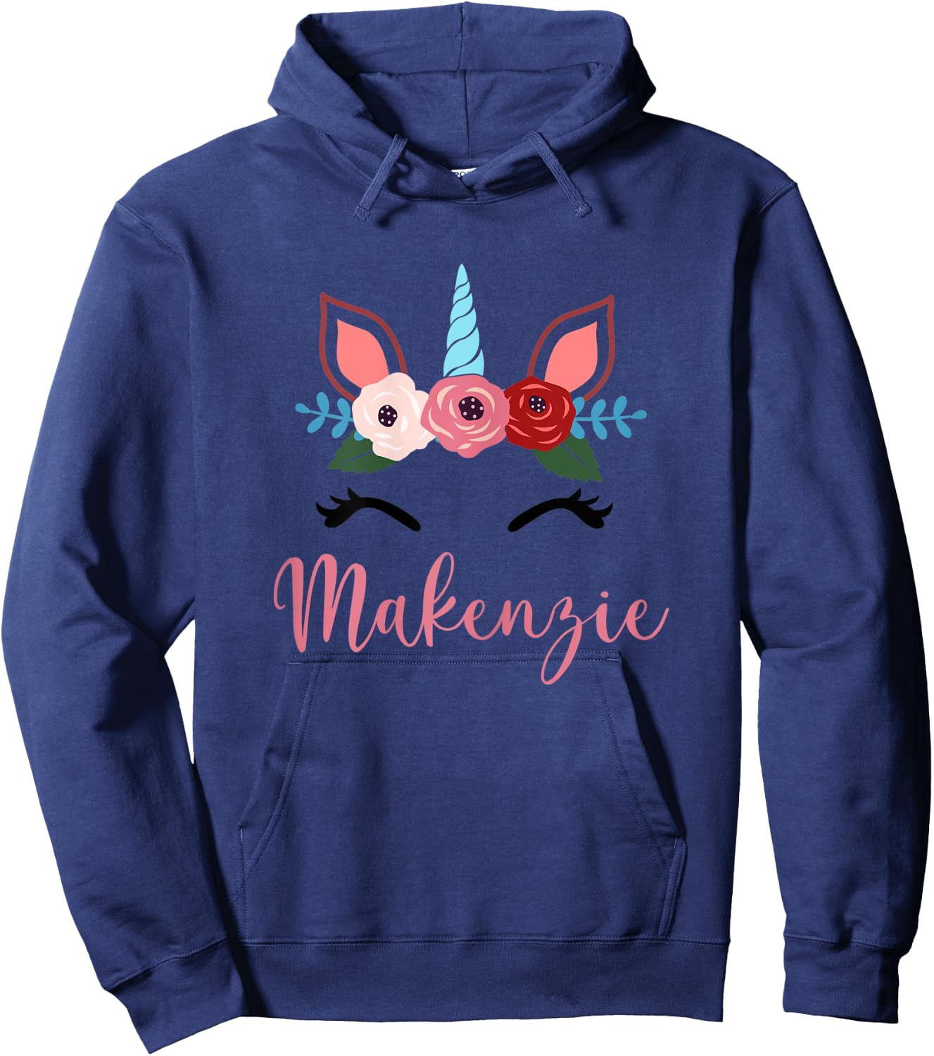 Cute Makenzie Magical Floral Unicorn For Girls Hoodie - Hoodie | Navy