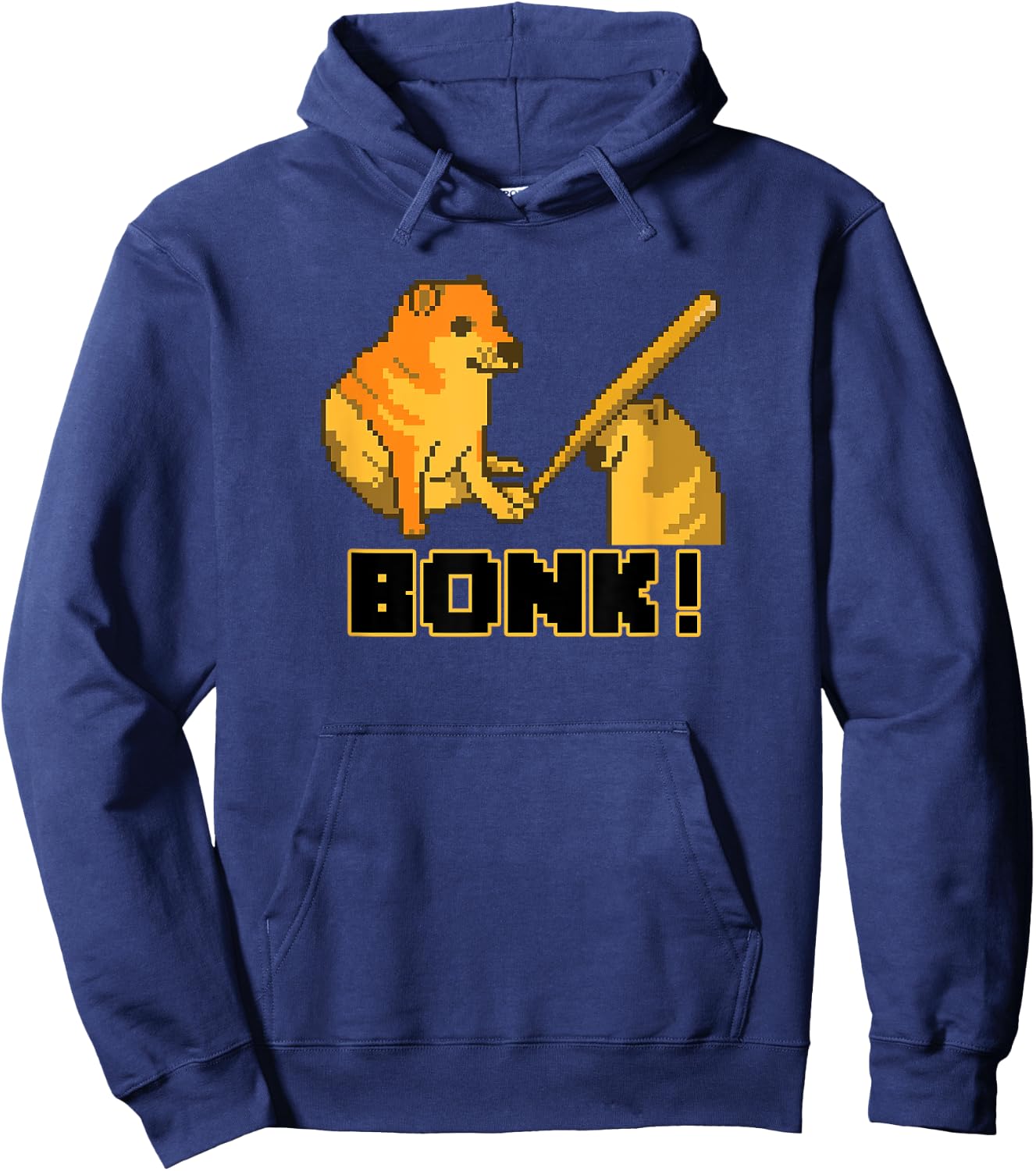 Extended Lunch Break Cheems Bonk Meme Pixel Art Hoodie - Hoodie | Navy