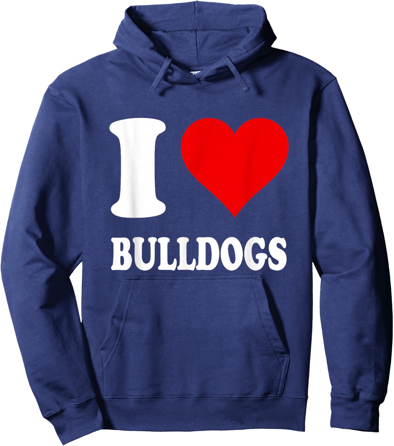 Red Heart I Love Bulldogs Hoodie - Hoodie | Navy