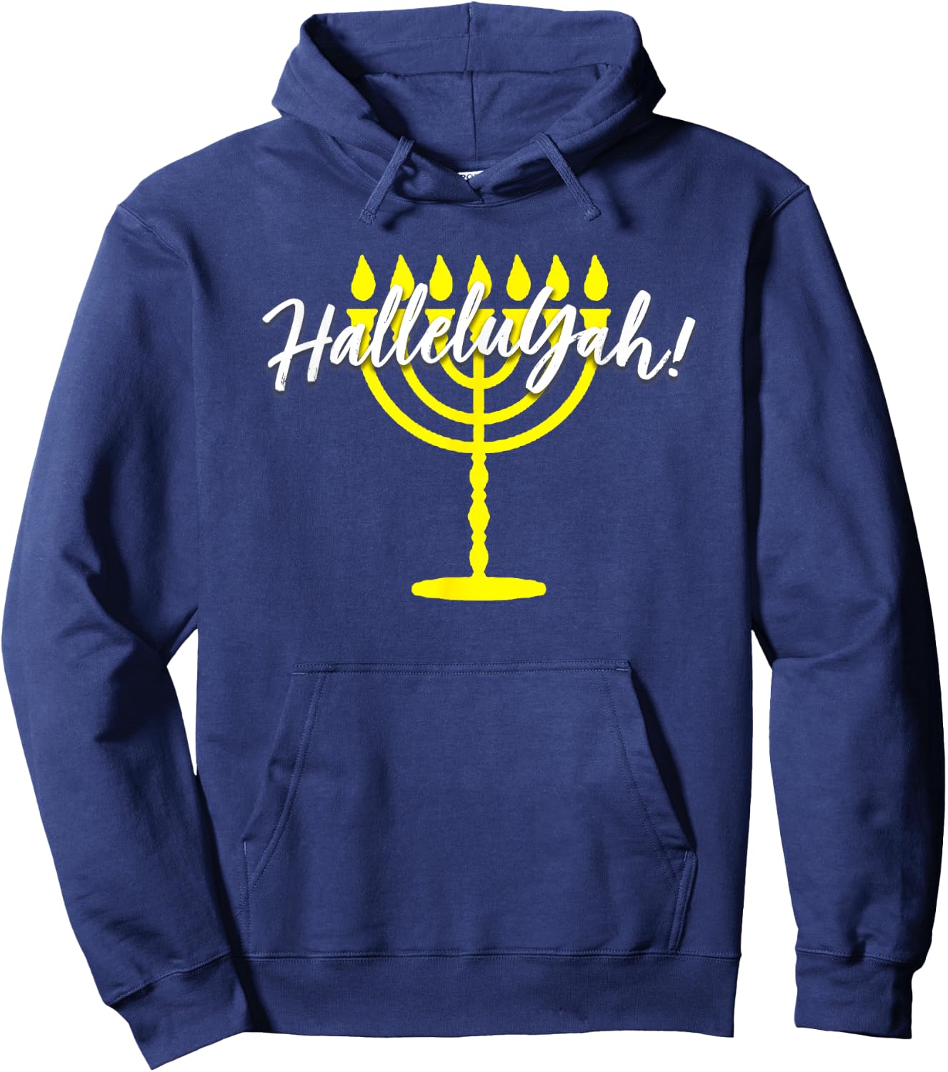 HalleluYah Hebrew Menorah Torah YHWH Hoodie - Hoodie | Navy
